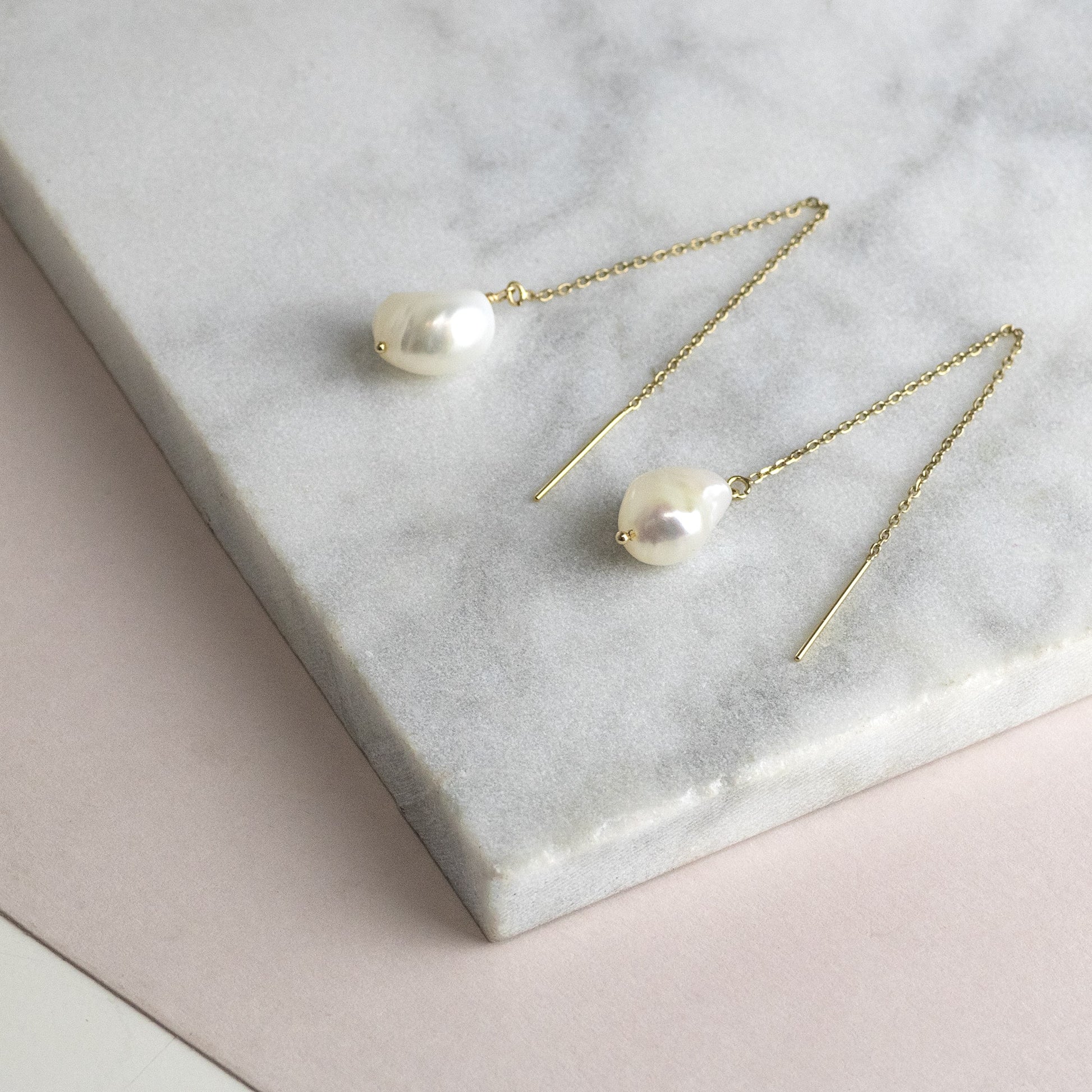 14k Gold Threader Earrings with Pearls