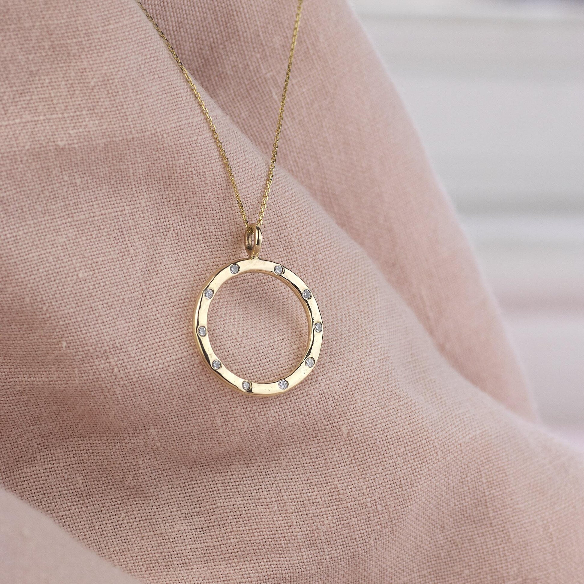 100th Birthday Gift - Recycled 9kt Gold Diamond Halo Necklace - 10 Diamonds for 10® Decades
