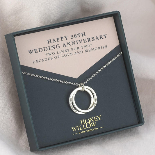 20th Wedding Anniversary Gift - Personalised Silver Necklace