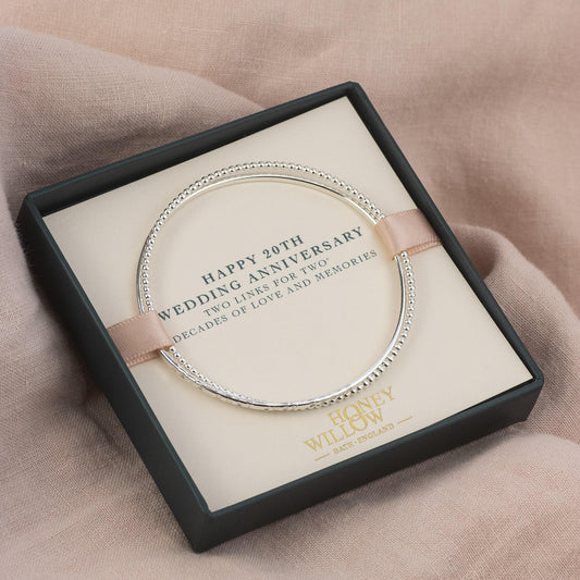 20th Anniversary Gift - Personalised Double Linked Bangle - Silver