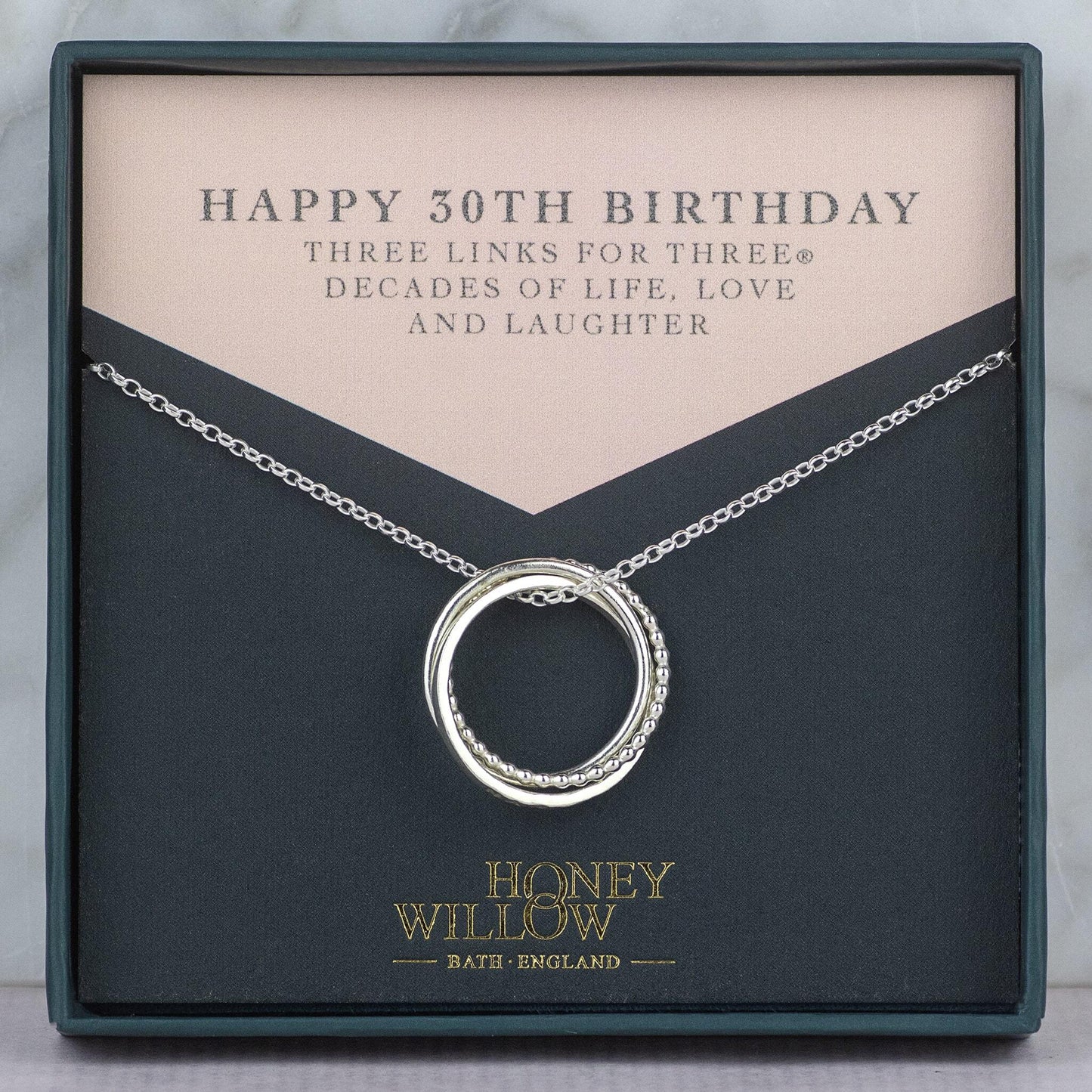 Personalised 30th Birthday Birthstone Necklace/Ring - Hand-Stamped - Silver