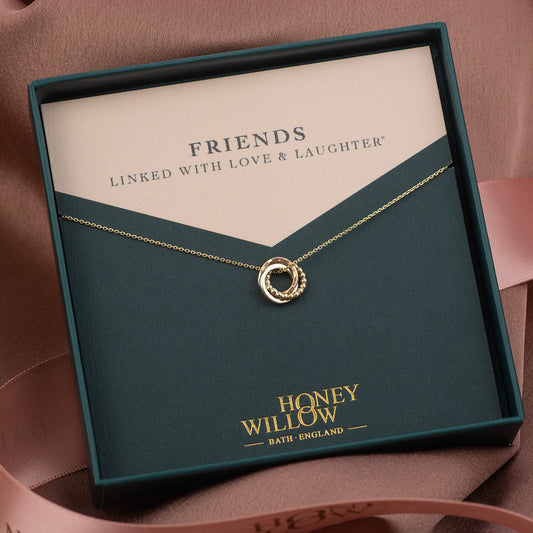 3 Friends Necklace - 9kt Gold - Rose Gold - Silver Love Knot Necklace
