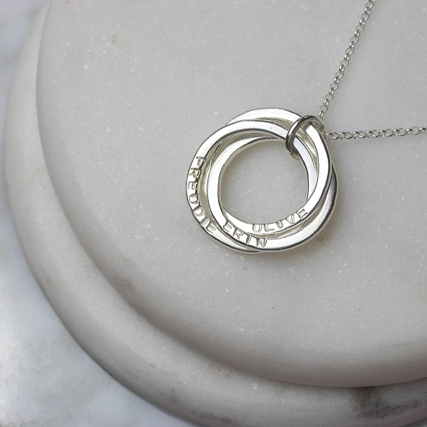 Personalised Silver 3 Link Necklace - Hand-Stamped - Large