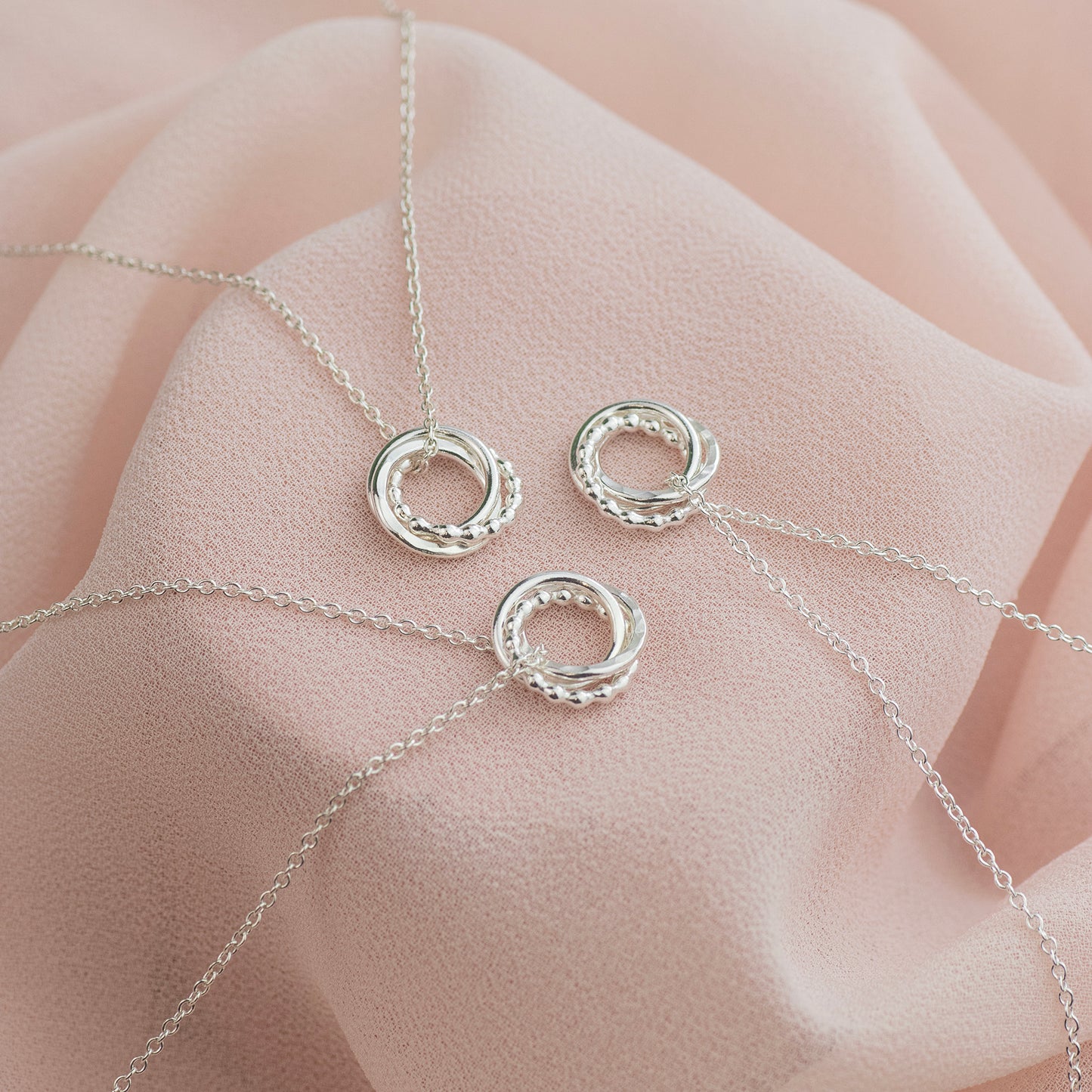 3 Siblings Necklaces Matching Set - Silver Love Knot Necklaces