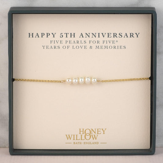 5th Anniversary Bracelet - 5 Pearls for 5 Years