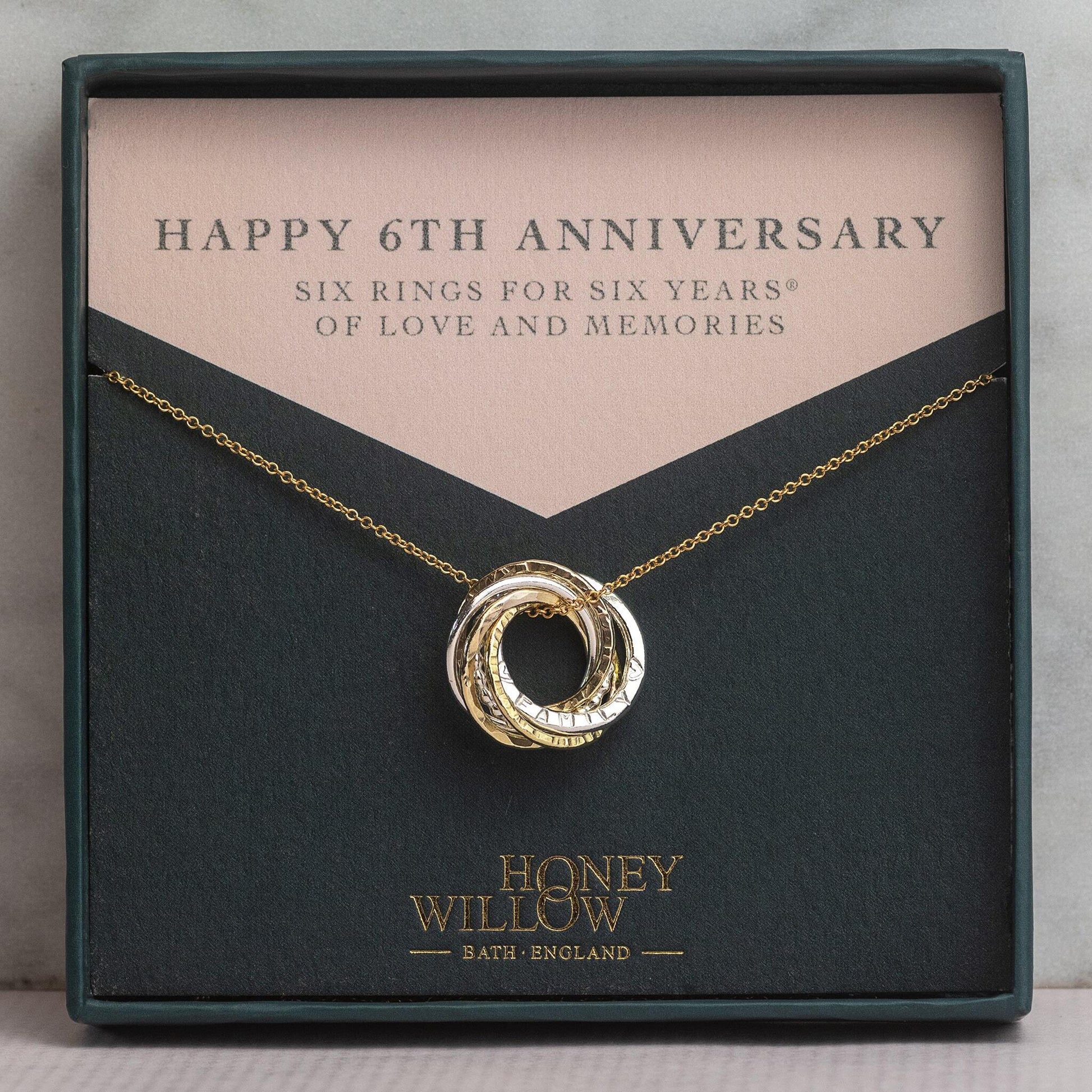 Personalised 6th Anniversary Necklace - Hand-Stamped - Petite Mixed Metal