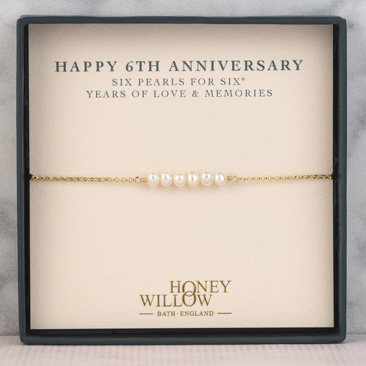 6th Anniversary Bracelet - 6 Pearls for 6 Years