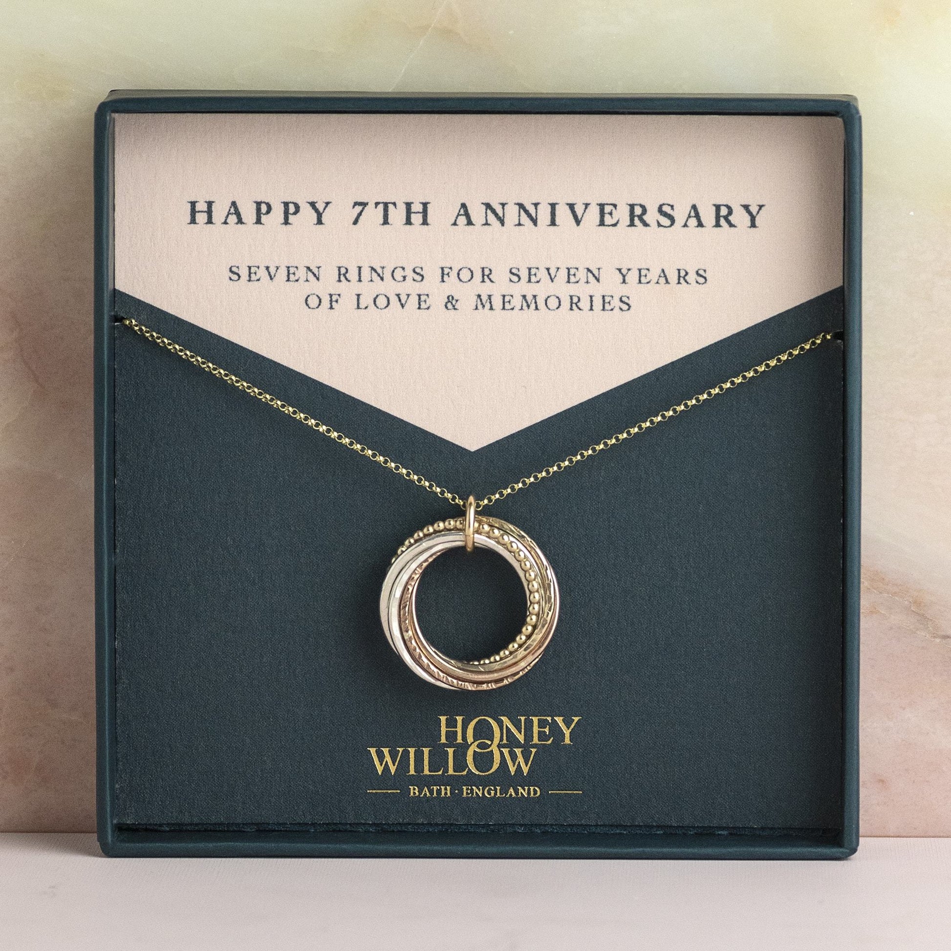 9kt Gold 7th Anniversary Necklace - Rose Gold - Yellow Gold - Silver
