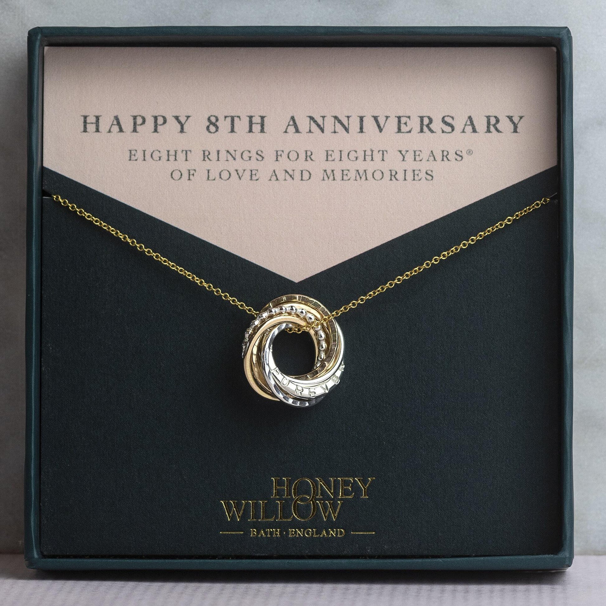 Personalised 8th Anniversary Necklace - Hand-Stamped - Petite Mixed Metal