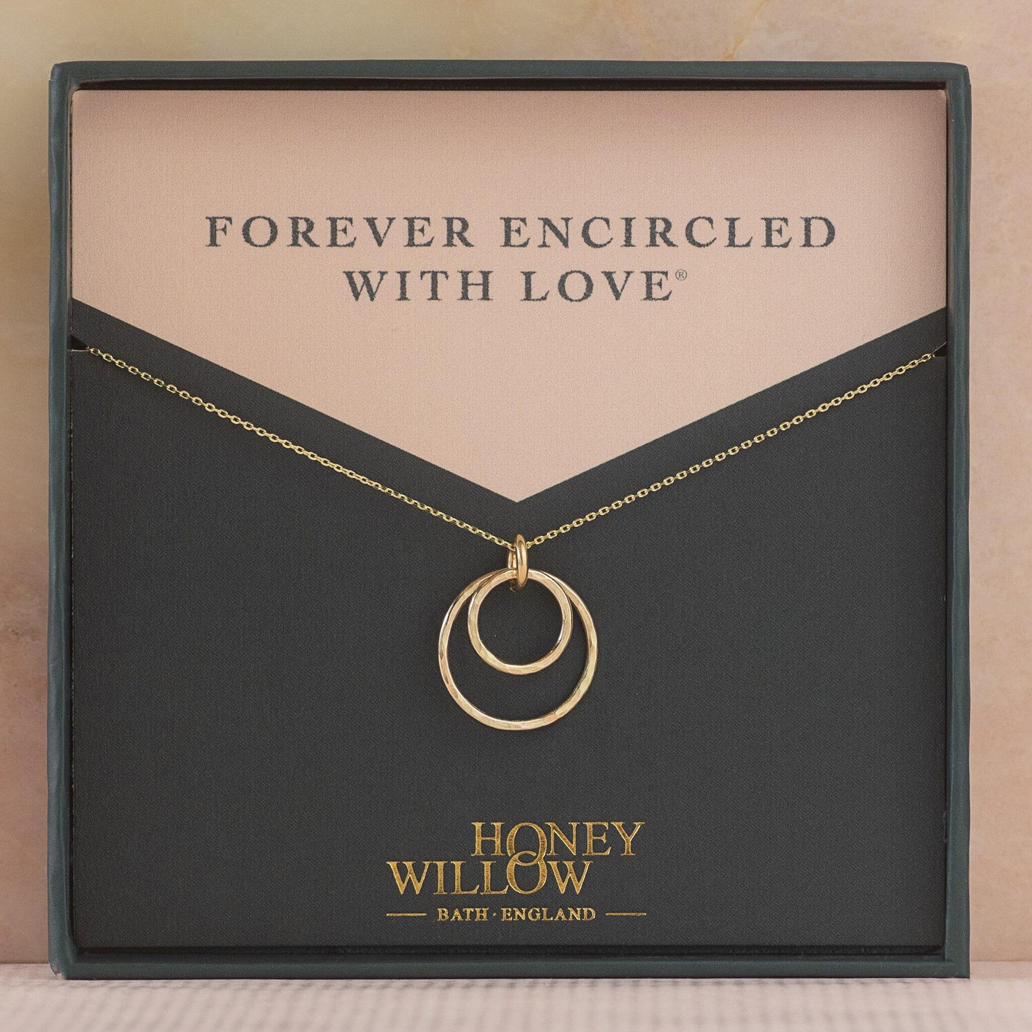 Double Circle Necklace for Loved One - Forever Encircled With Love - 9kt Gold