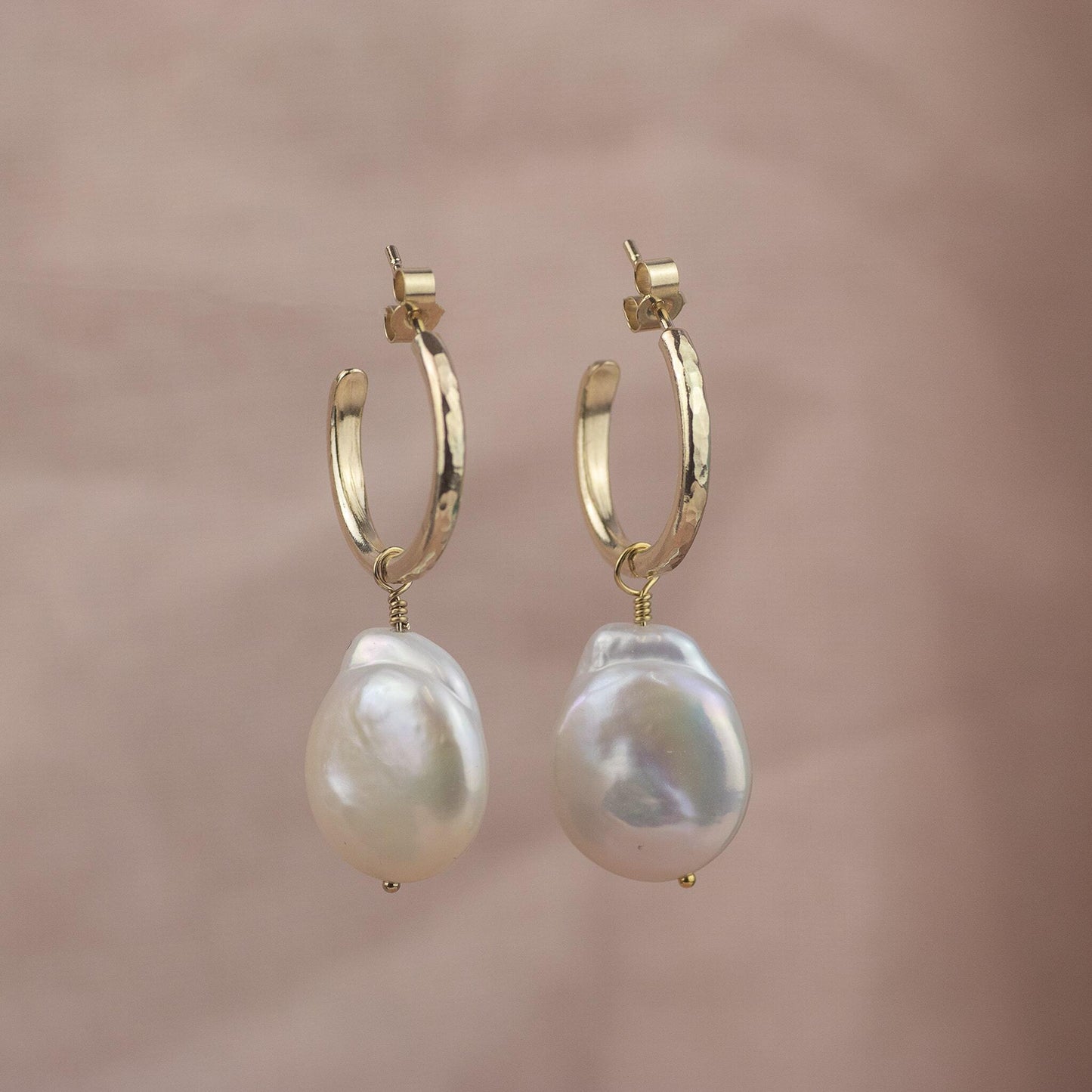 9kt Gold Extra Petite Hoops with Keishi Pearls - 1.5cm