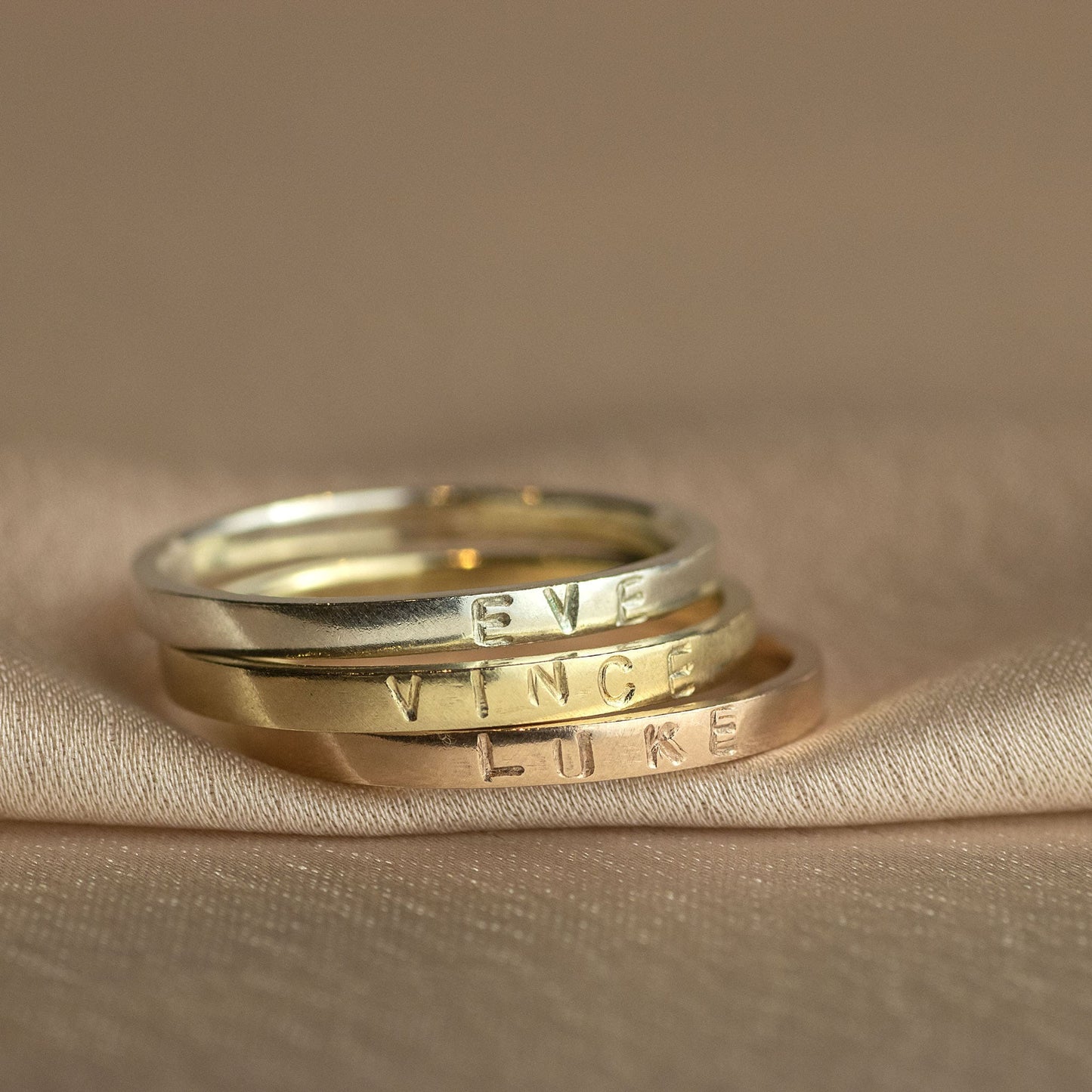 9kt Gold Personalised Name Rings