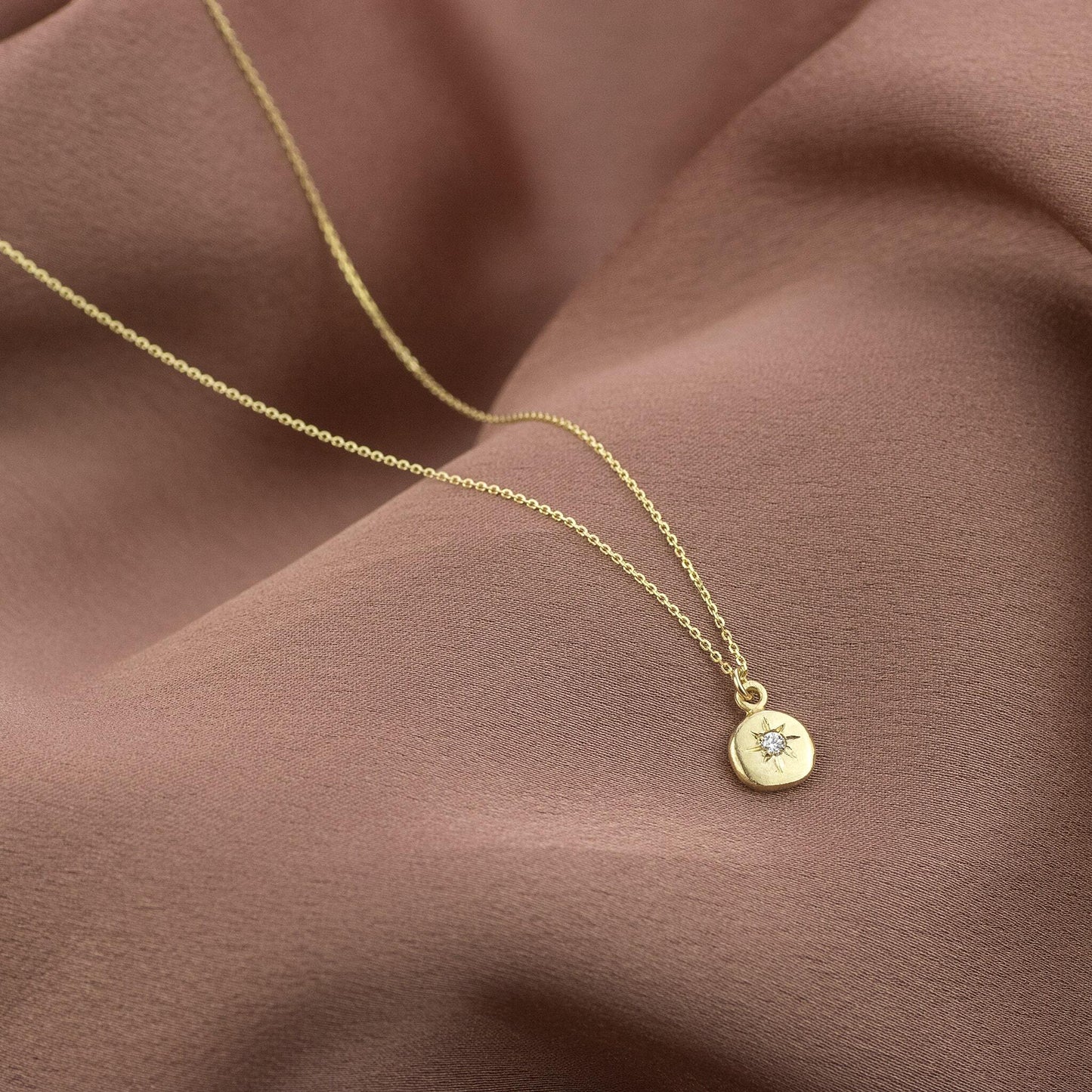 Birthday Gift - Diamond Star Set Necklace - 9kt Gold