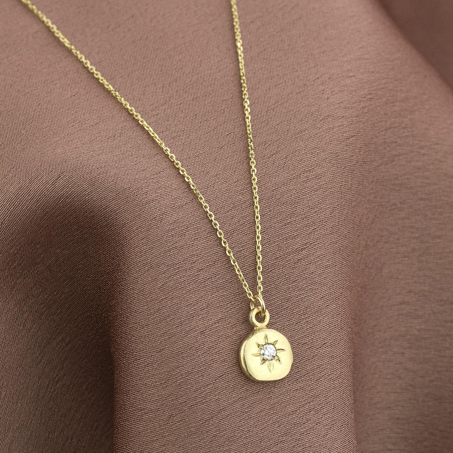 Diamond Star Set Necklace - 9kt Gold
