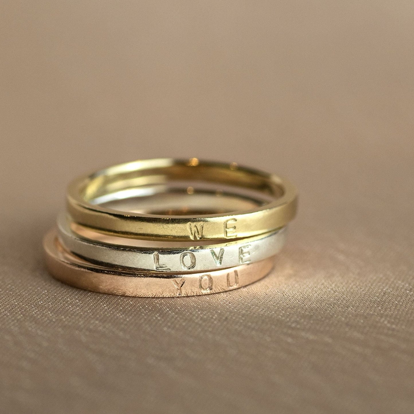 9kt Gold Personalised Rings Stack
