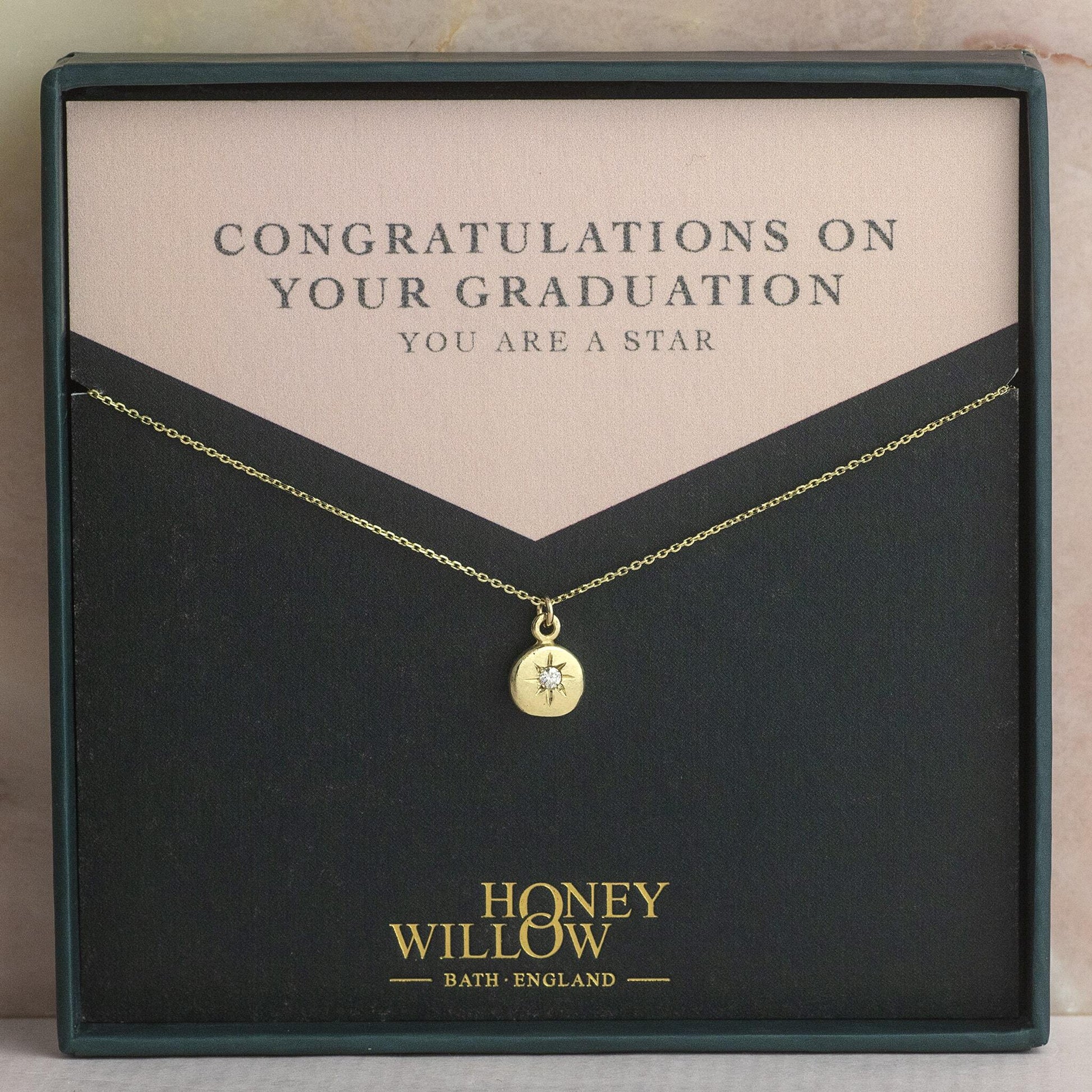 Graduation Gift - Diamond Star Set Necklace - 9kt Gold