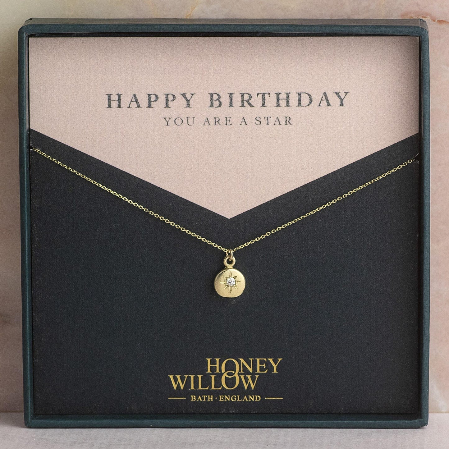Birthday Gift - Diamond Star Set Necklace - 9kt Gold