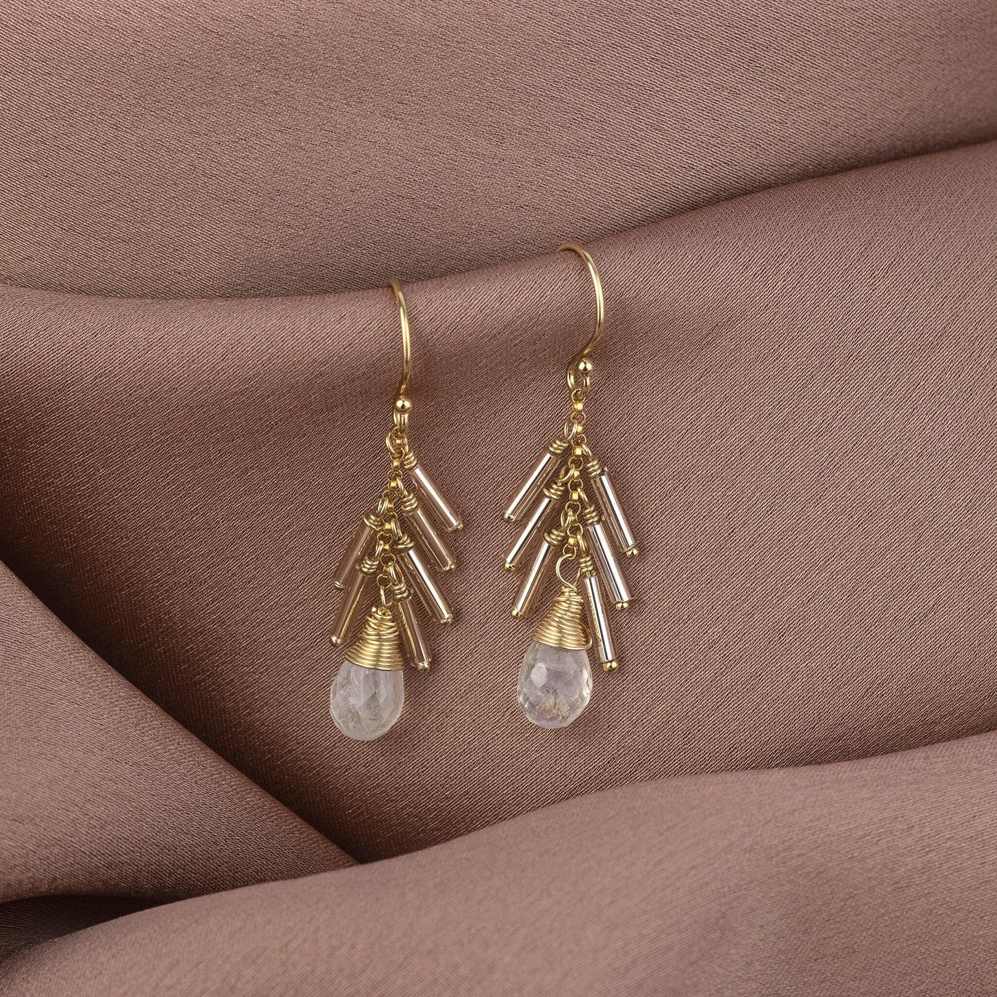Rock Crystal & Rose Gold Statement Earrings - Agnes