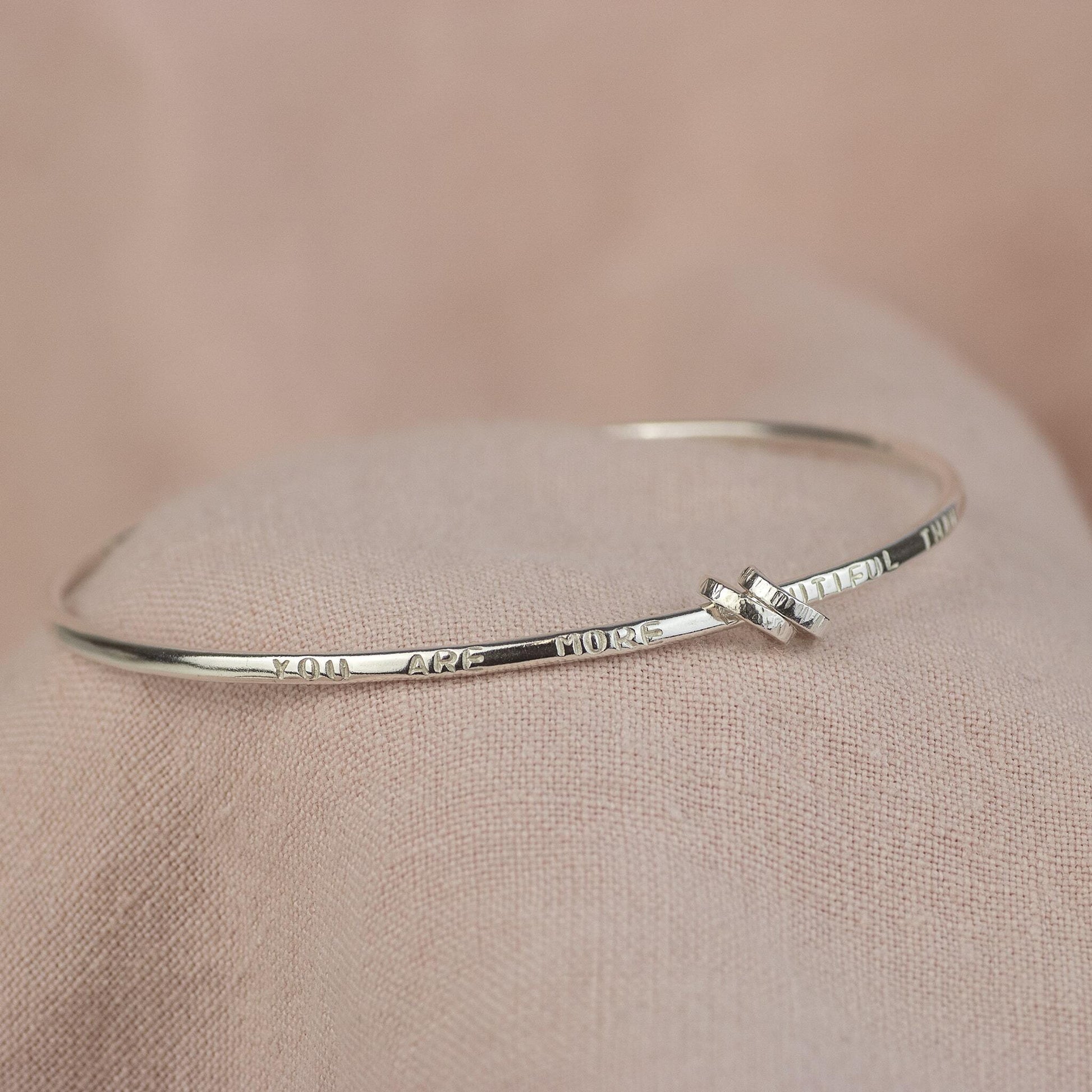 2nd Anniversary Gift - Personalised Silver Bangle - 2 Rings for 2 Years