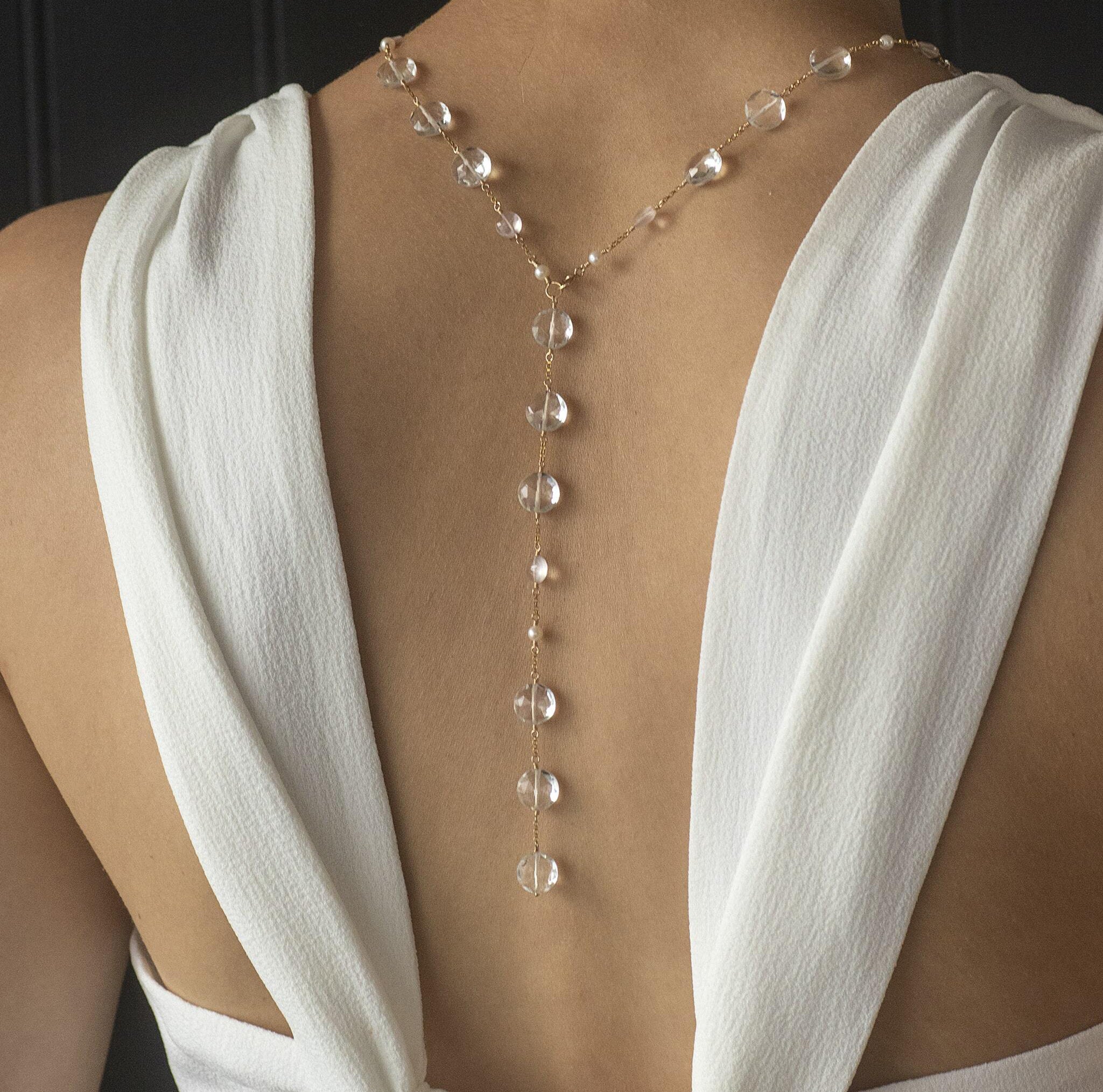 Pearl Backdrop Wedding Necklace| Wholesale Wedding Jewelry- Adorn A Bride