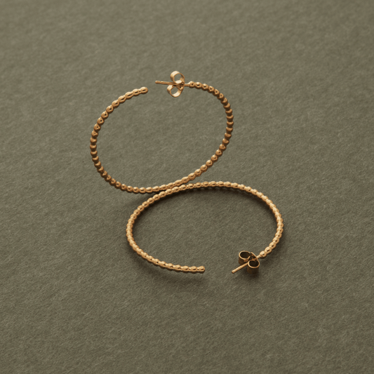 Beaded Gold Hoop Earrings - 4cm