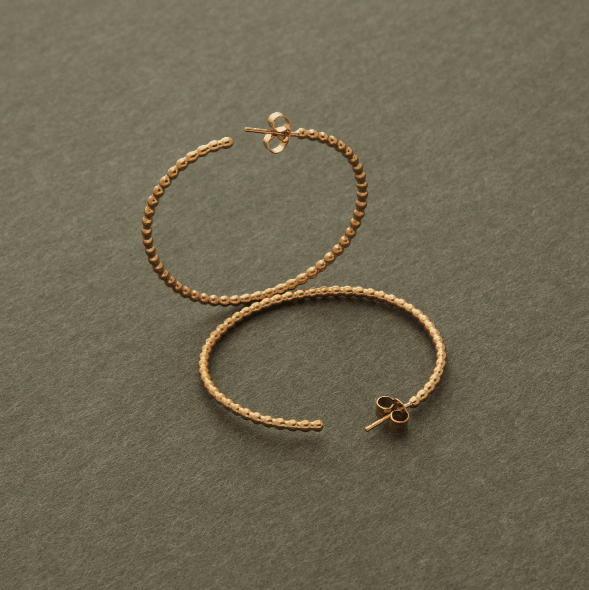 Beaded Gold Hoop Earrings - 4cm