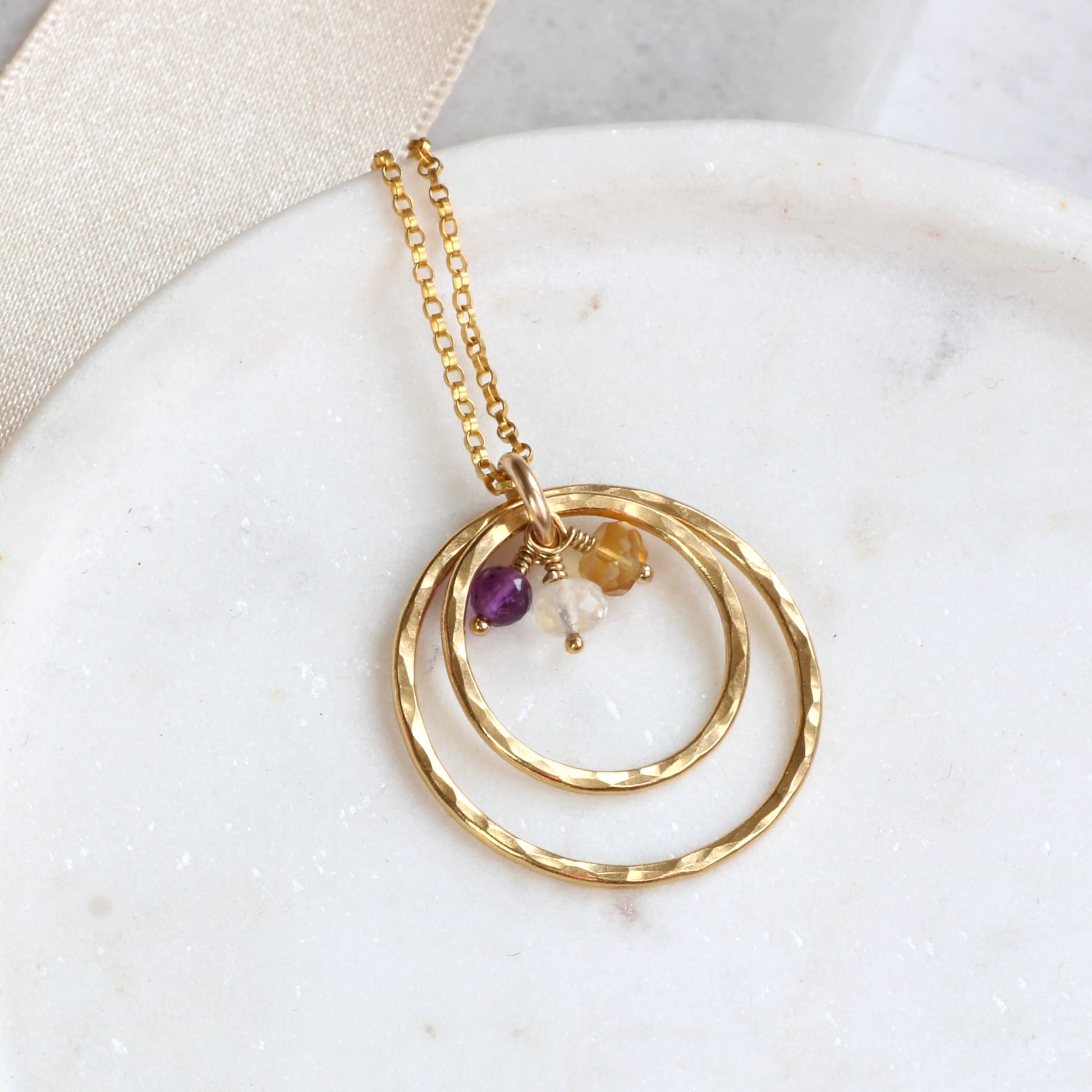 Mother's Day Gift - Family Birthstone Infinity Necklace in Gold