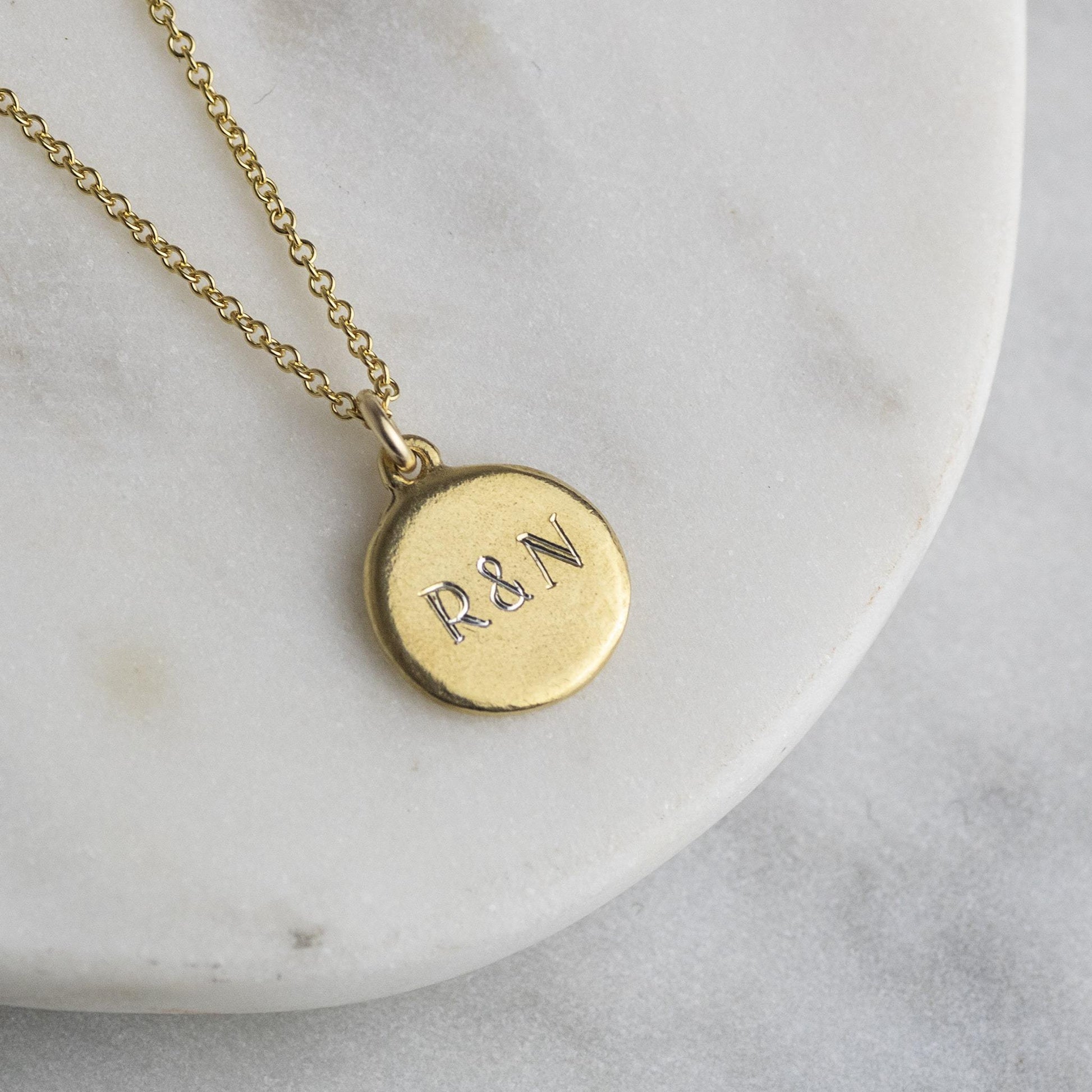 14K Solid Gold Monogram necklace - Customized Pendant with your Initials  -Jewelry for Her