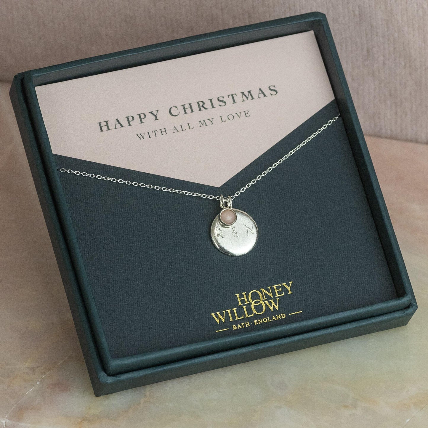Christmas Gift for Her - Personalised Pendant with Birthstone - Large
