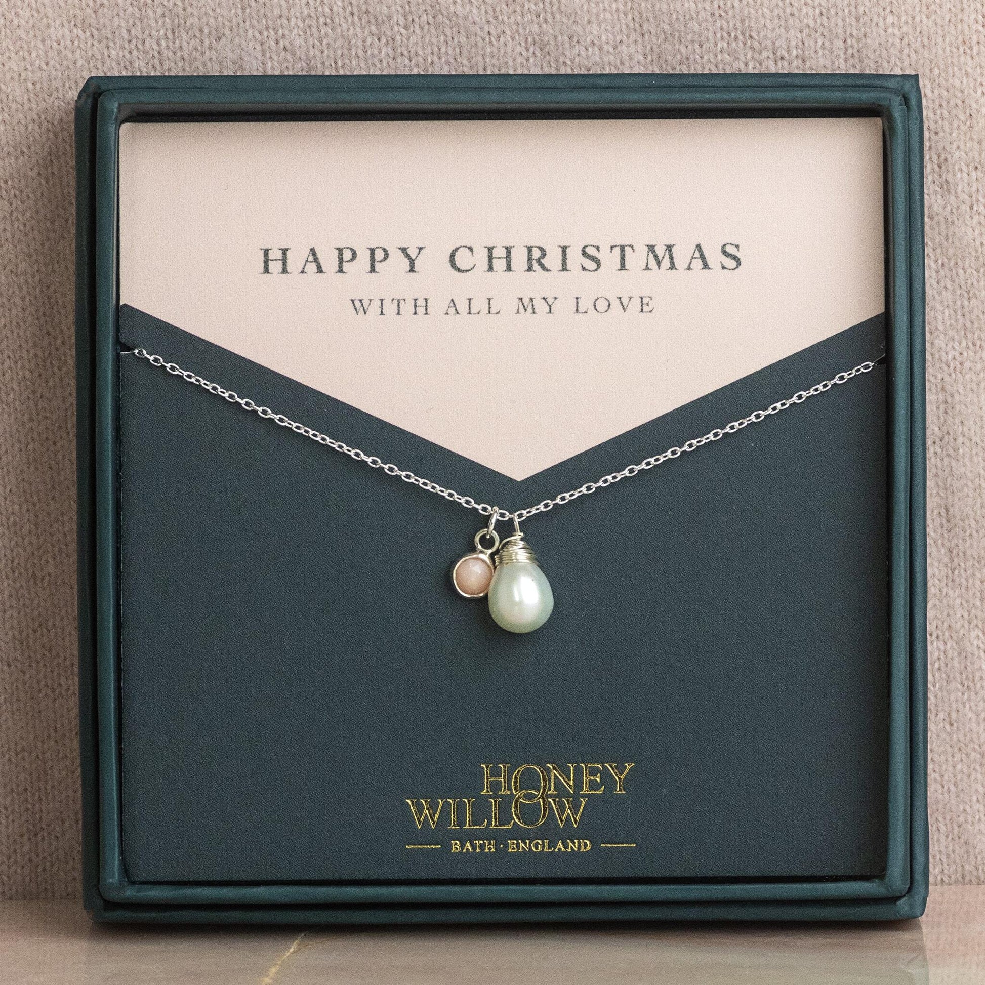 Christmas Gift for Her - Pearl Necklace with Birthstone