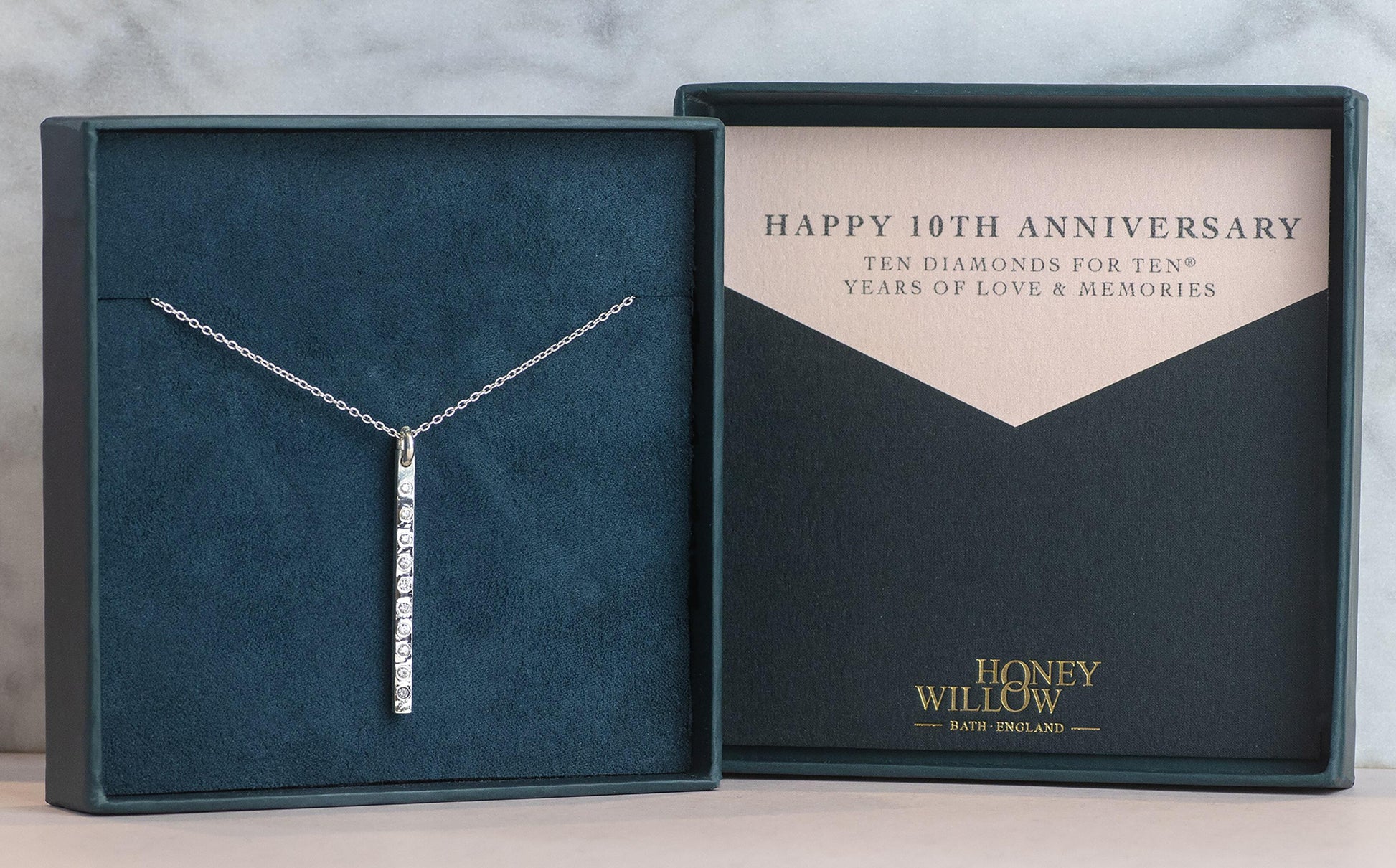 10th Anniversary Necklace Silver - 10 Diamonds for 10® Years