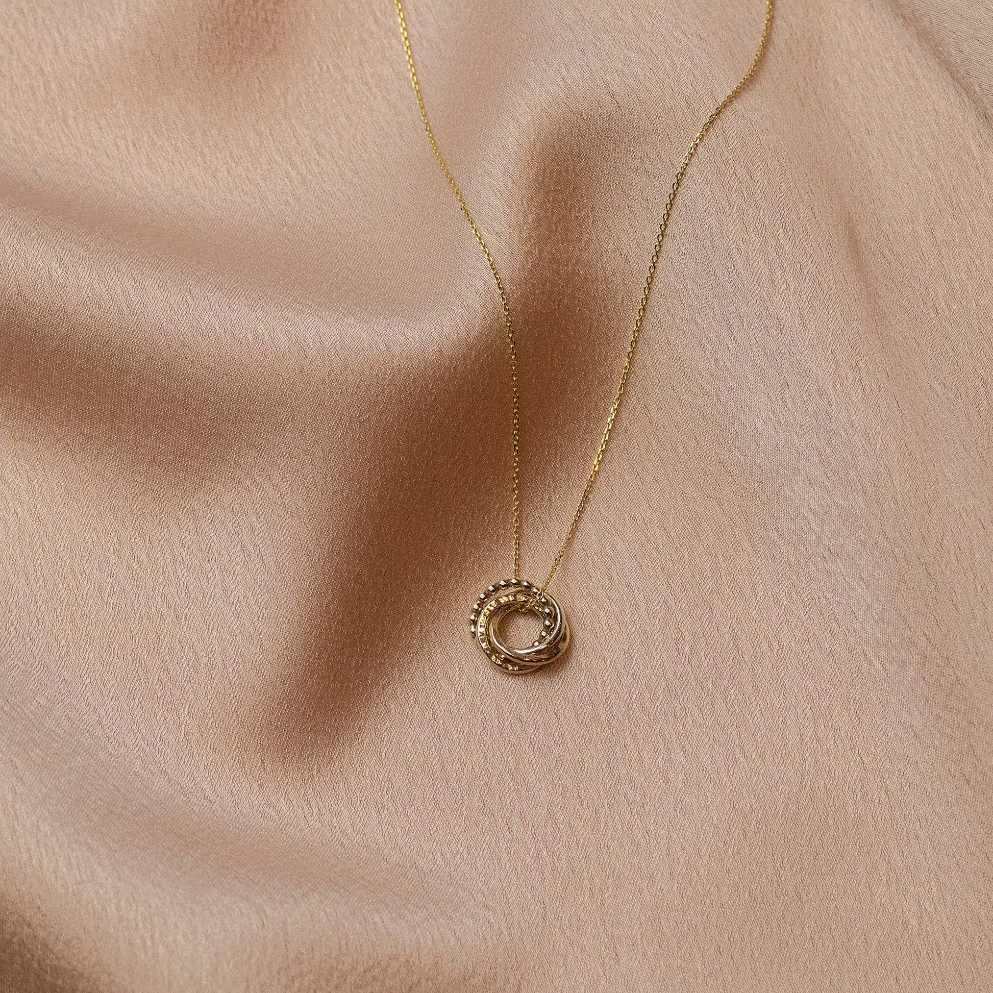 9kt Gold 4th Anniversary Love Knot Necklace -  The Original 4 Links for 4 Years Necklace - Recycled Gold, Rose Gold & White Gold