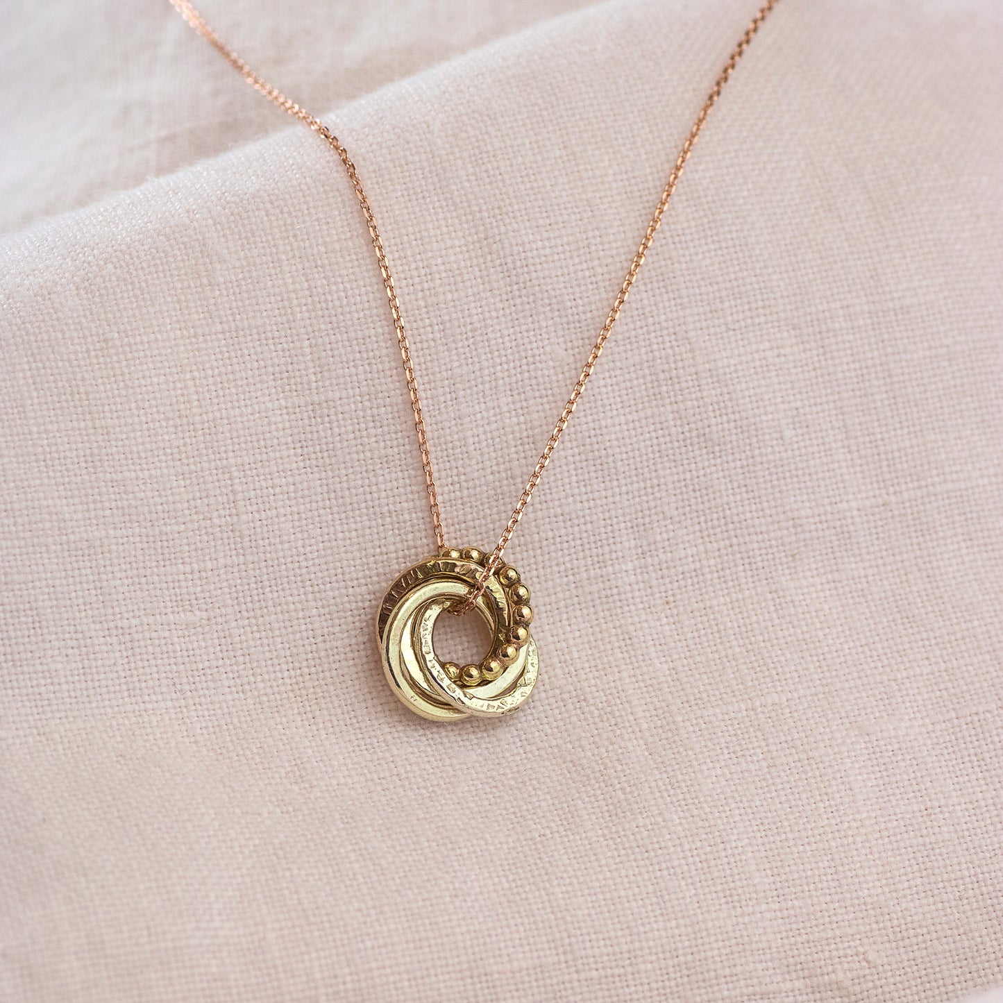 9kt Gold 5th Anniversary Love Knot Necklace -  The Original 5 Links for 5 Years Necklace - Recycled Gold, Rose Gold & White Gold