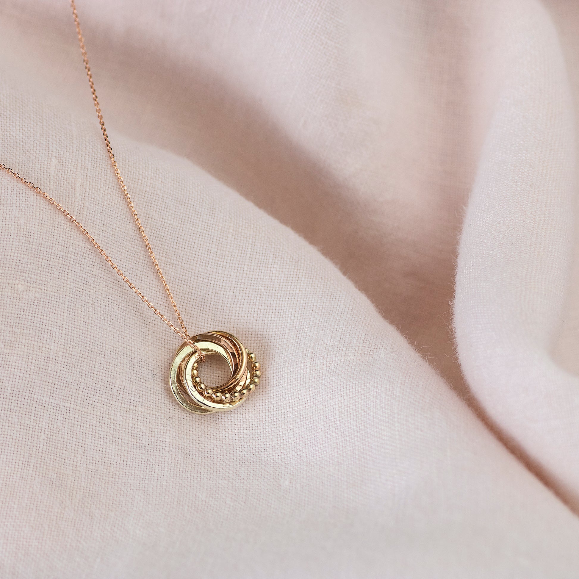 9kt Gold 6th Anniversary Love Knot Necklace -  The Original 6 Links for 6 Years Necklace - Recycled Gold, Rose Gold & Silver