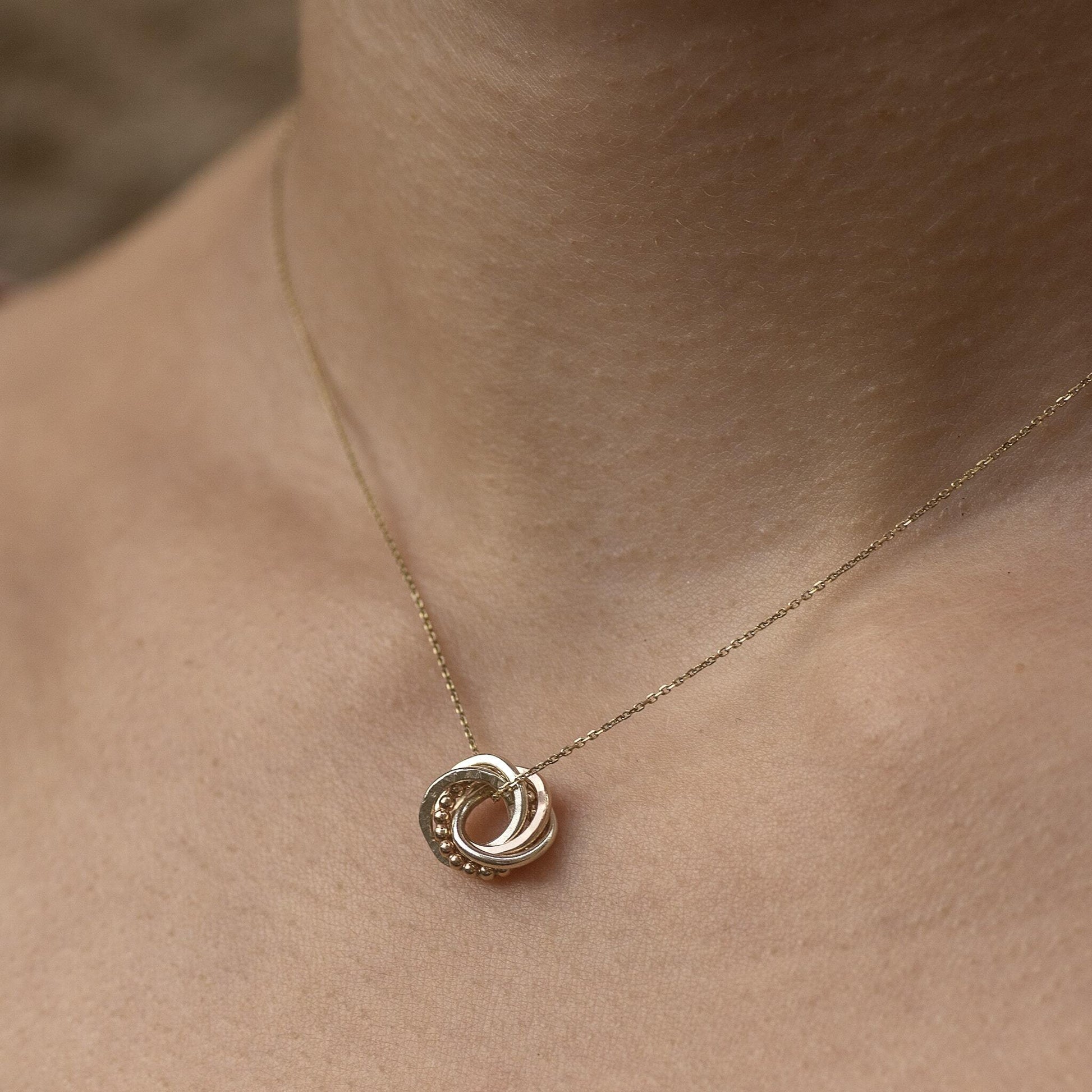 9kt Gold 5th Anniversary Love Knot Necklace -  The Original 5 Links for 5 Years Necklace - Recycled Gold, Rose Gold & White Gold