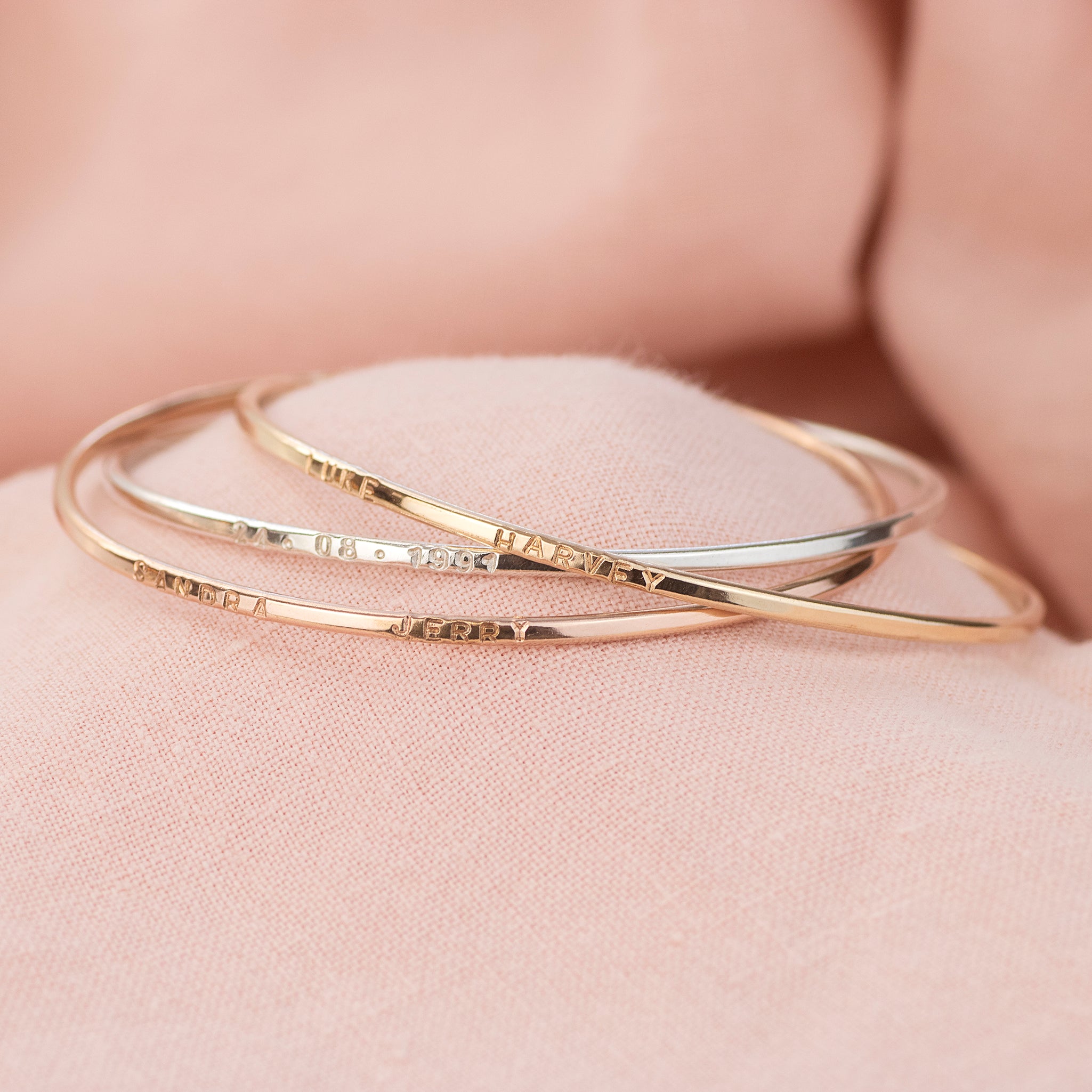 Personalised rose 2025 gold bangle