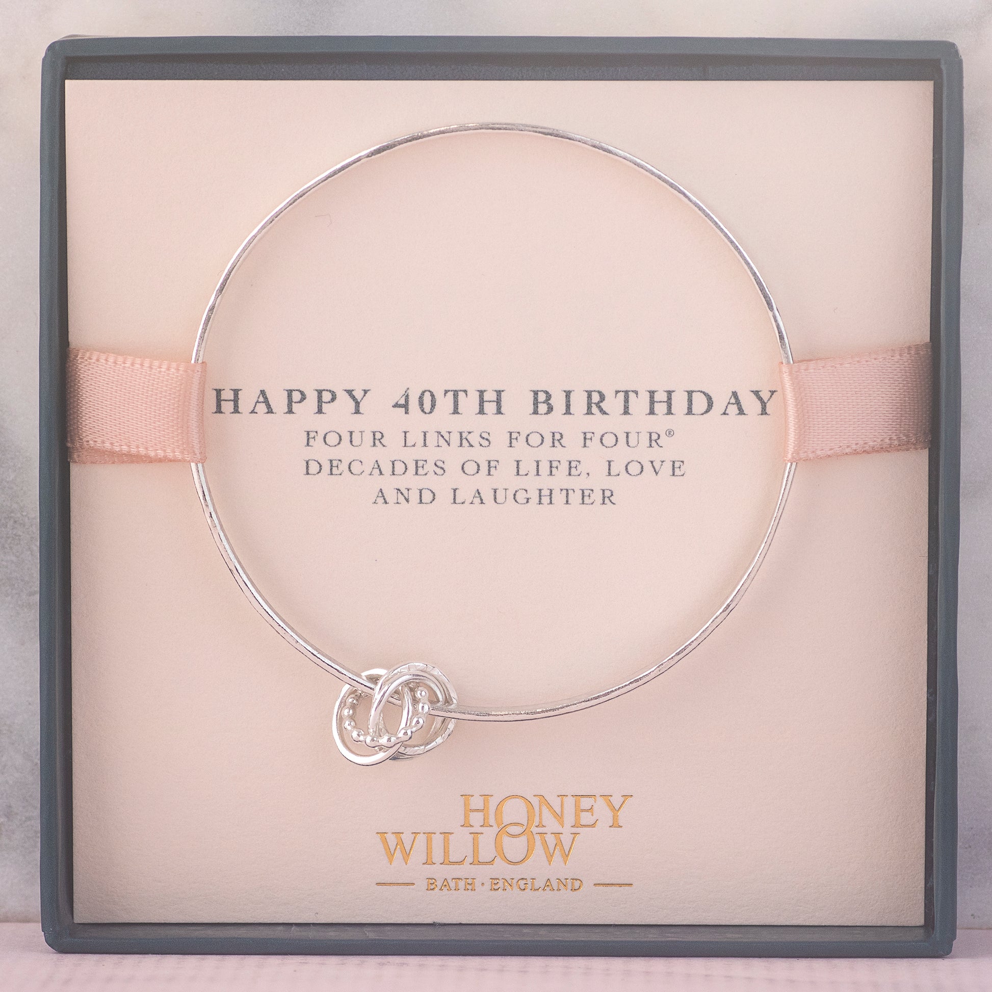 Personalised 40th Birthday Bangle - 4 Links for 4 Decades - Hand Stamped