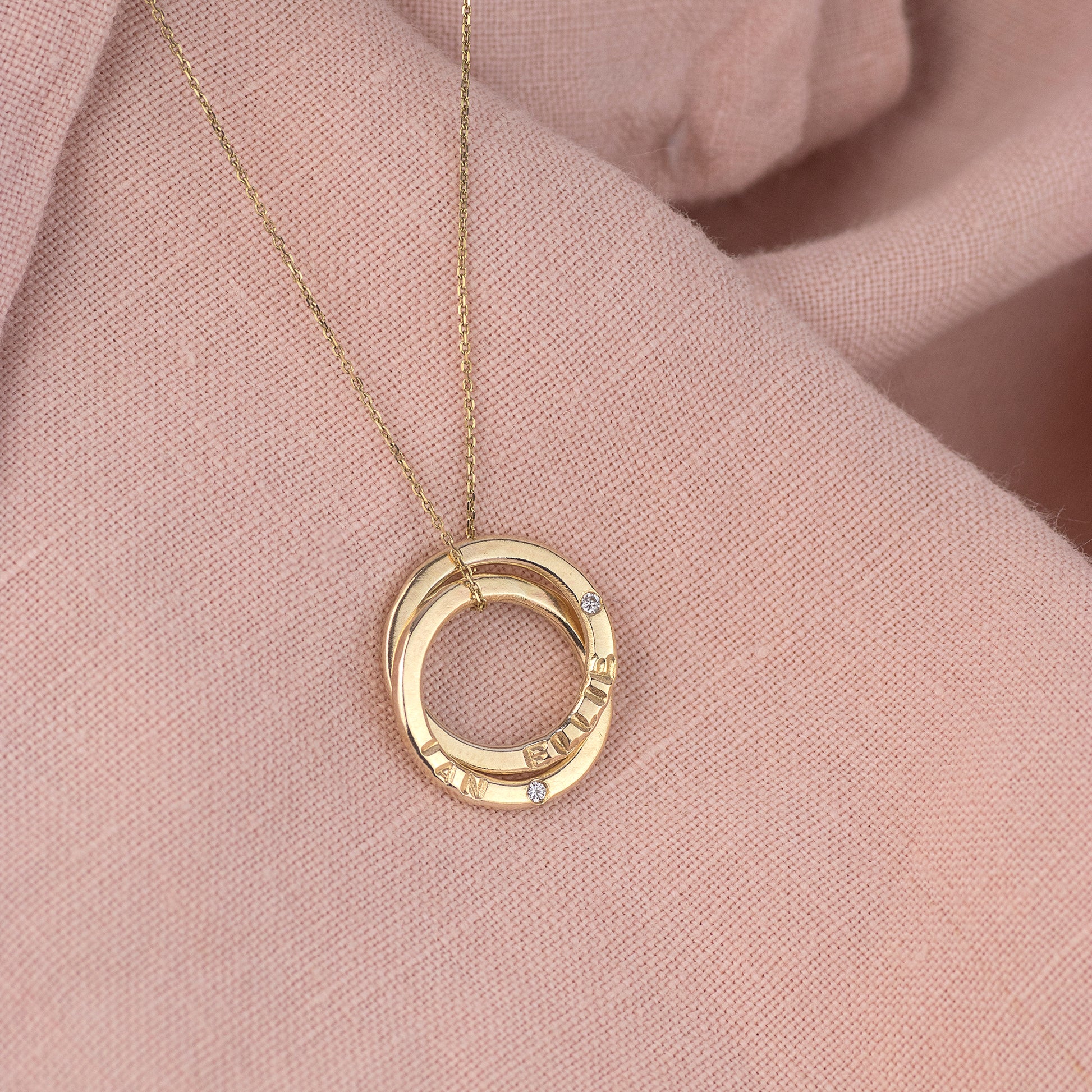Personalised 9kt Gold Double Link Name Necklace with Diamonds