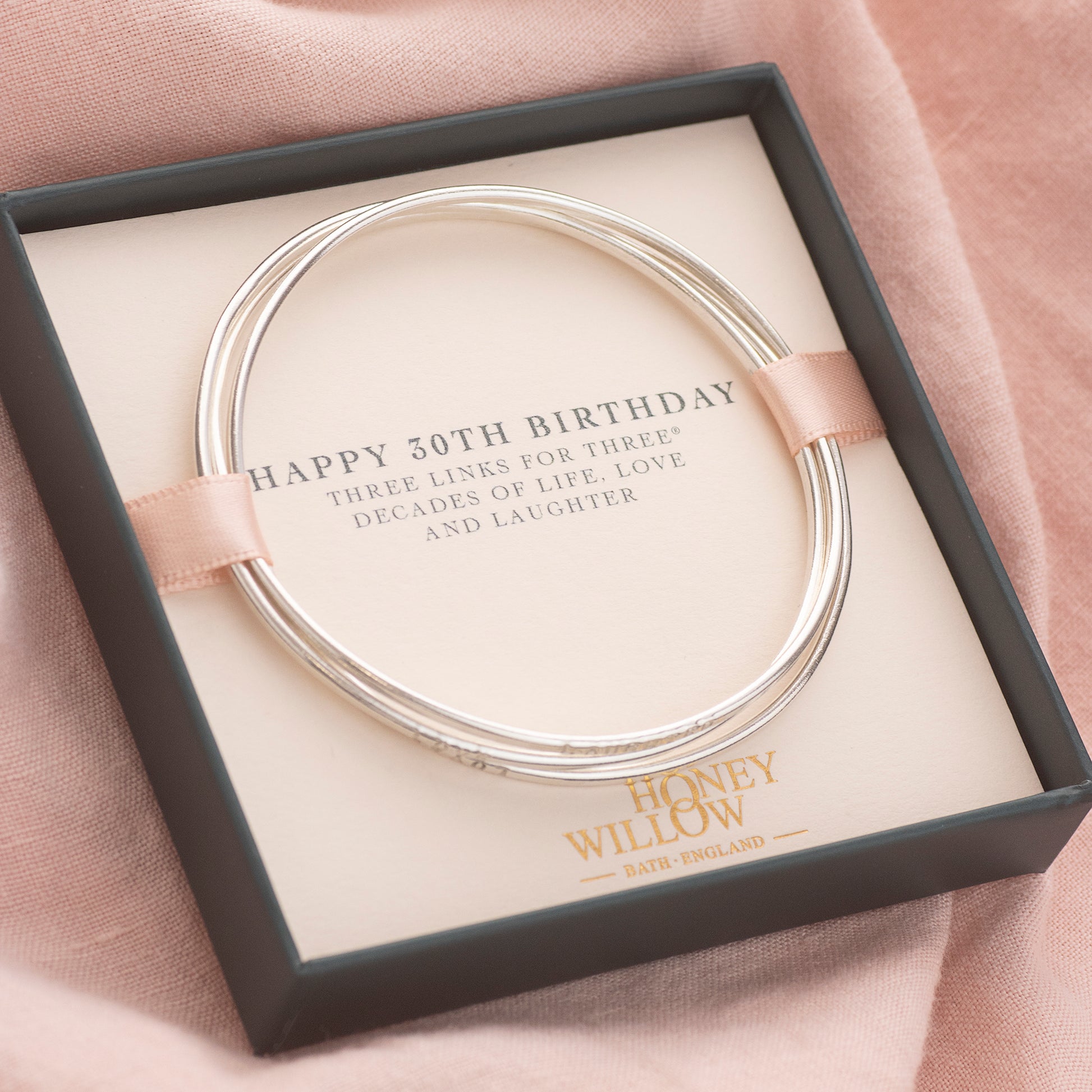 Personalised 30th birthday bangle - Triple Linked Bangle - 3 Links for 3 decades