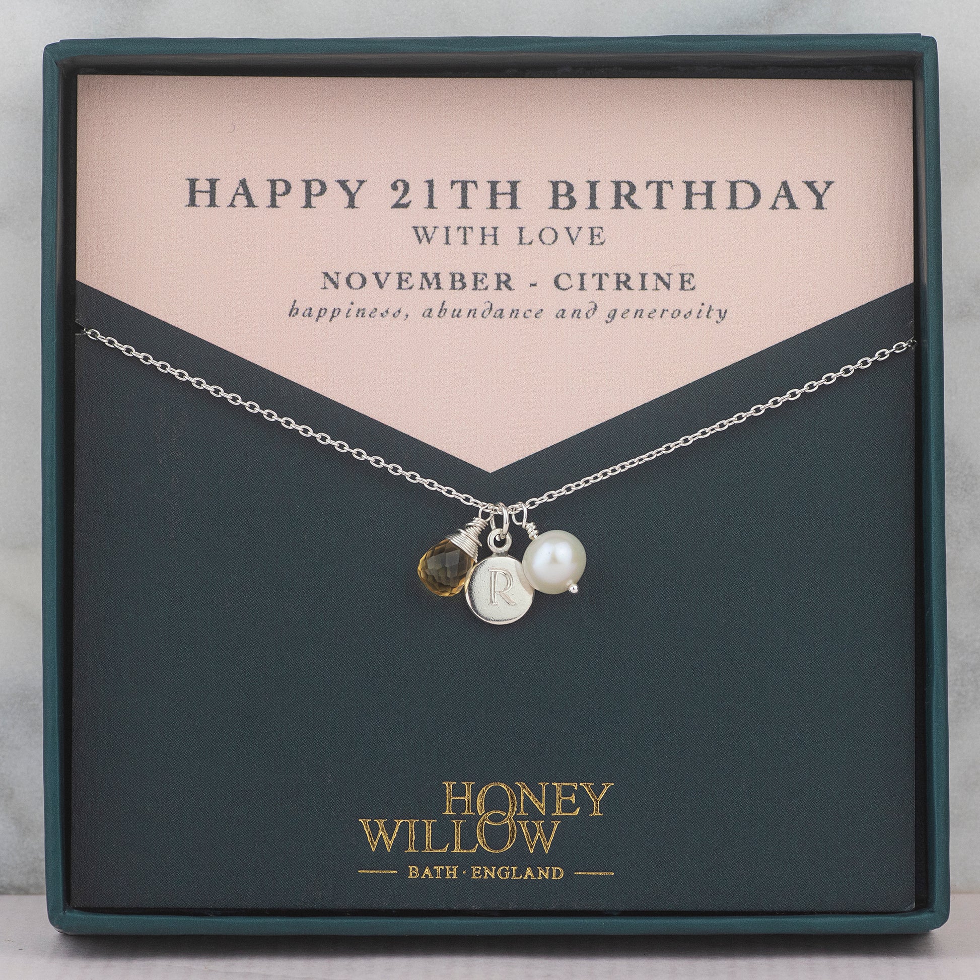 Personalised 21st Birthday Birthstone Necklace