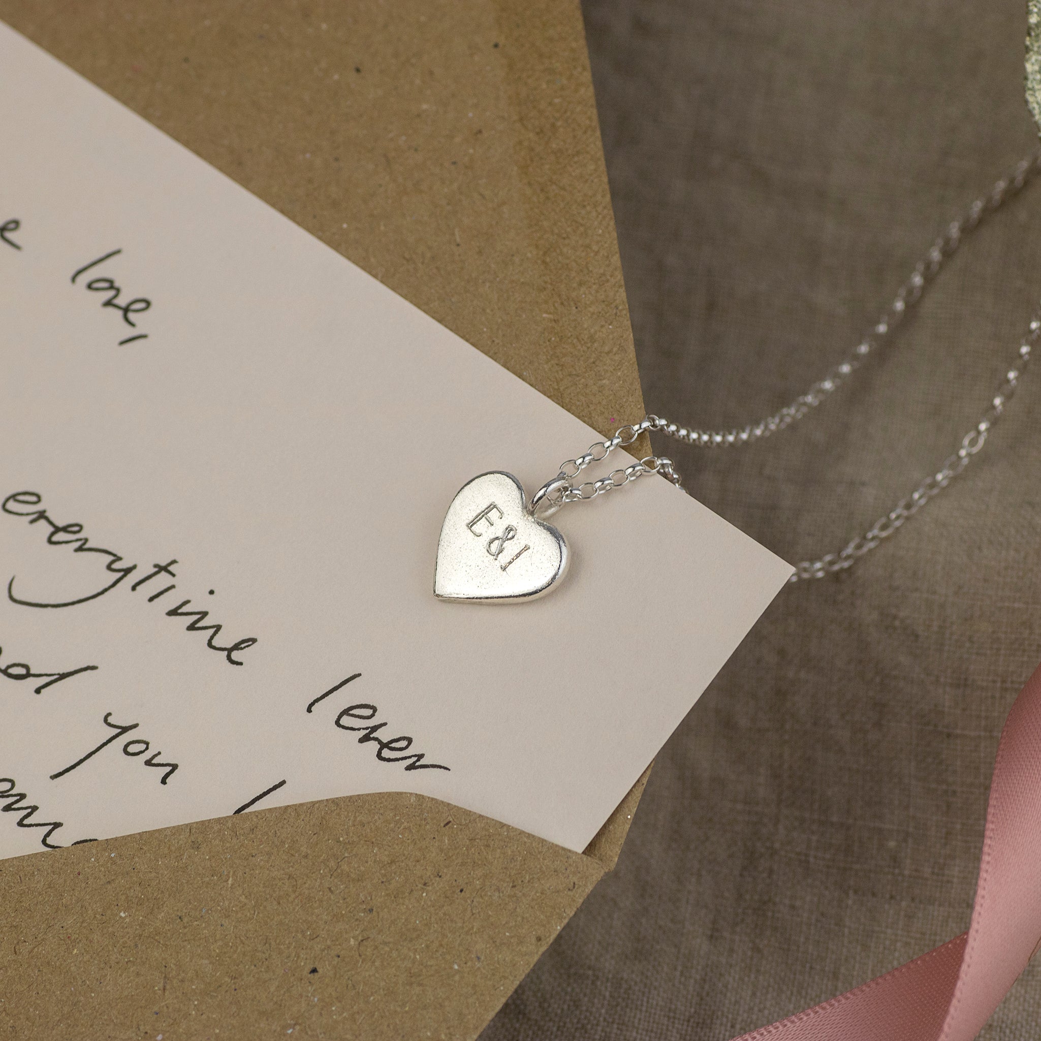 Engraved heart necklace for her sale