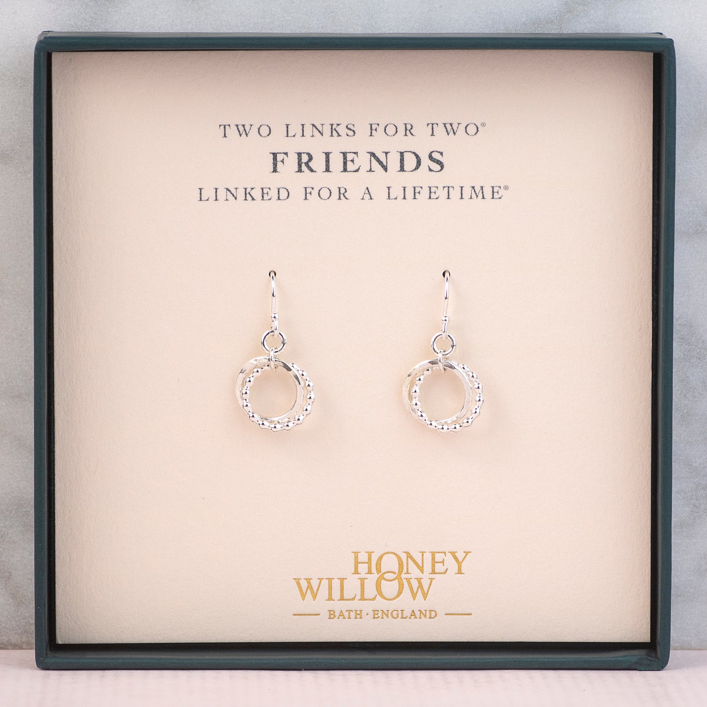 Friends Earrings - 2 Friends Linked for a Lifetime - Silver Love Knot