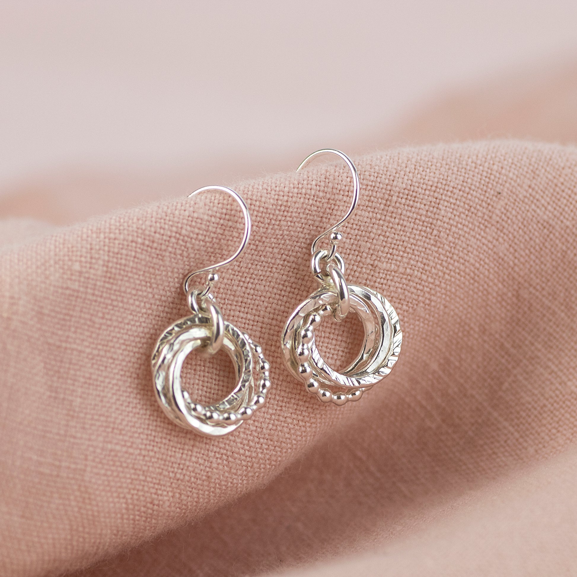 Sisters Earrings - 4 Sisters Linked for a Lifetime - Silver Love Knot Earrings