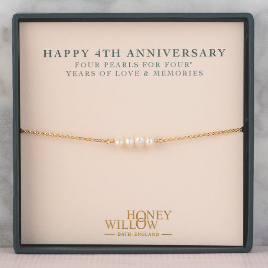 4th Anniversary Bracelet - 4 Pearls for 4 Years