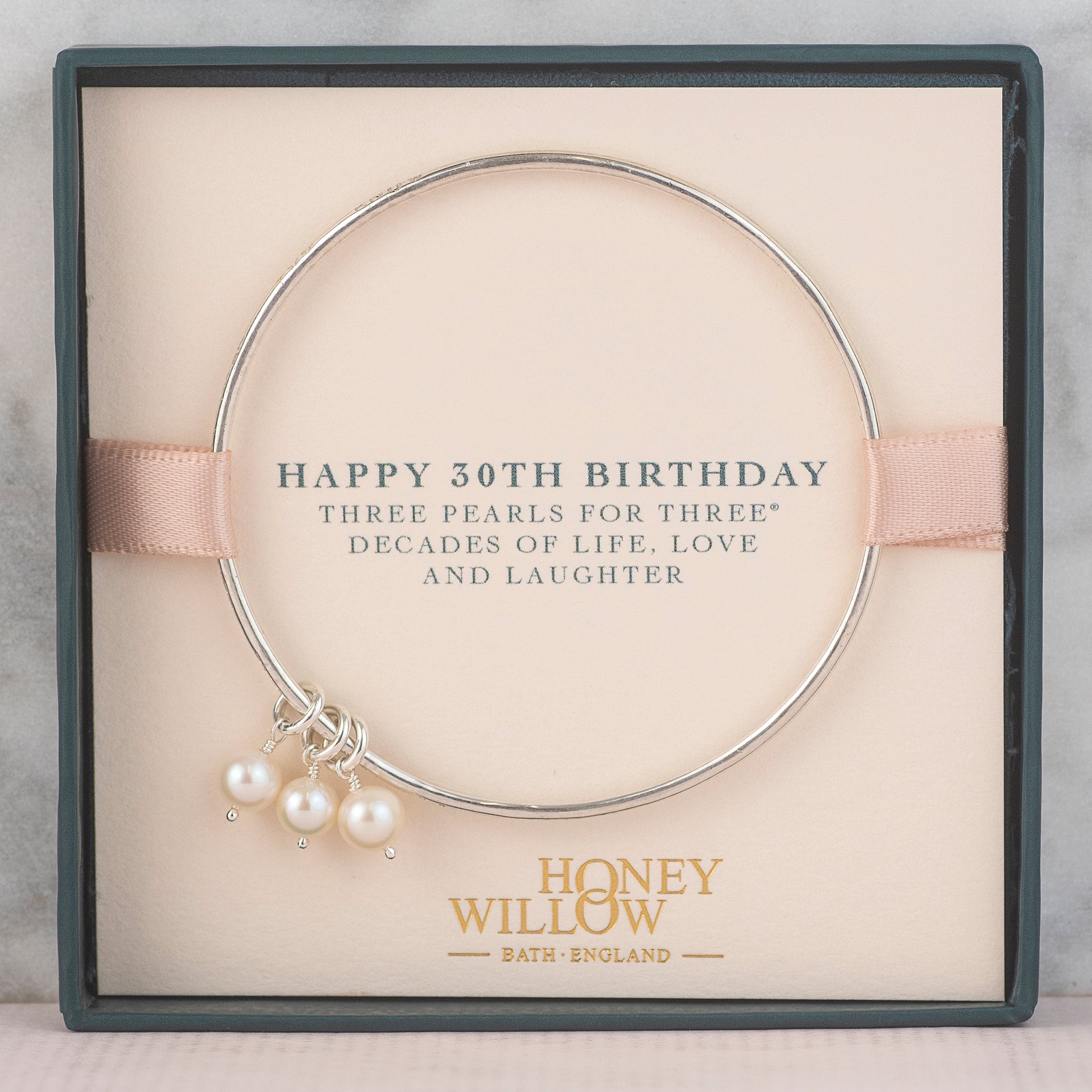 30th Birthday Bangle - 3 Pearls for 3 Decades