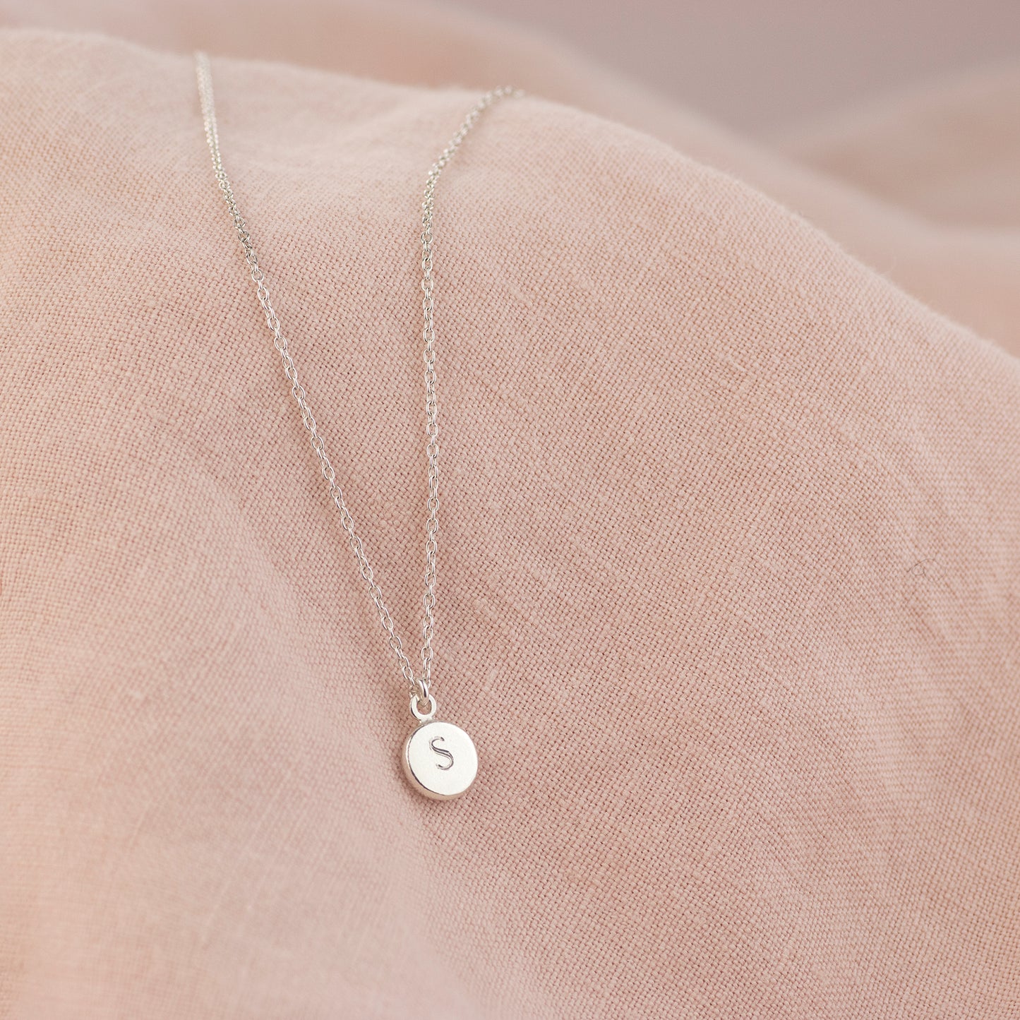 Tiny Silver Initial Pendant