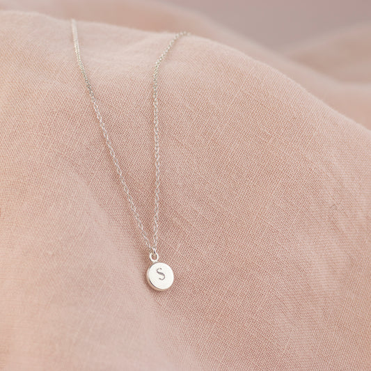 Tiny Silver Initial Pendant