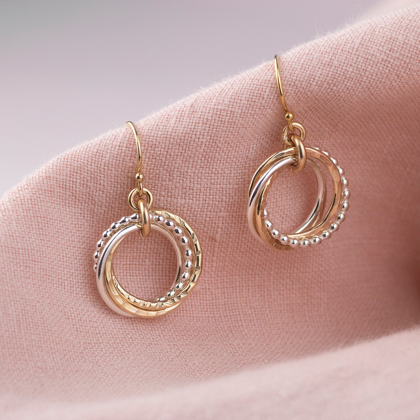 40th Birthday Earrings - The Original 4 Links for 4 Decades Earrings - Petite Silver & Gold