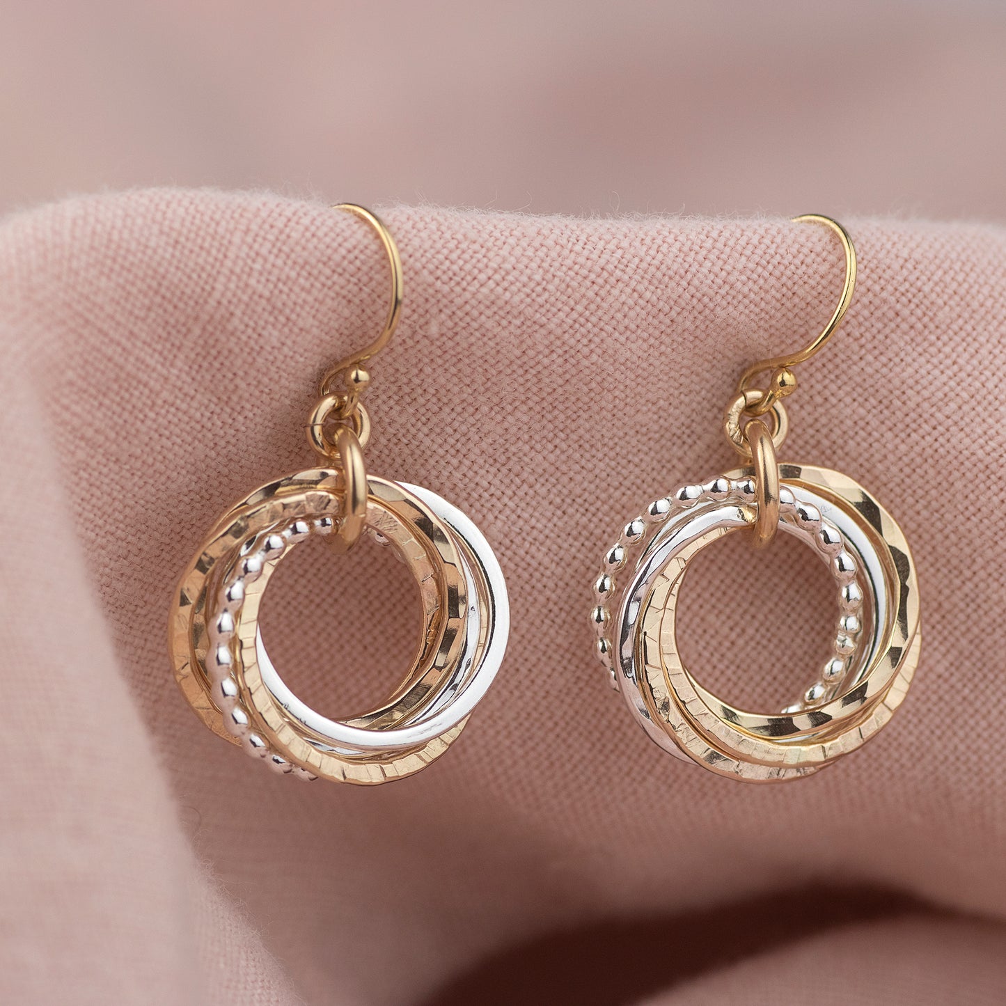 60th Birthday Earrings - The Original 6 Links for 6 Decades Earrings - Petite Silver & Gold