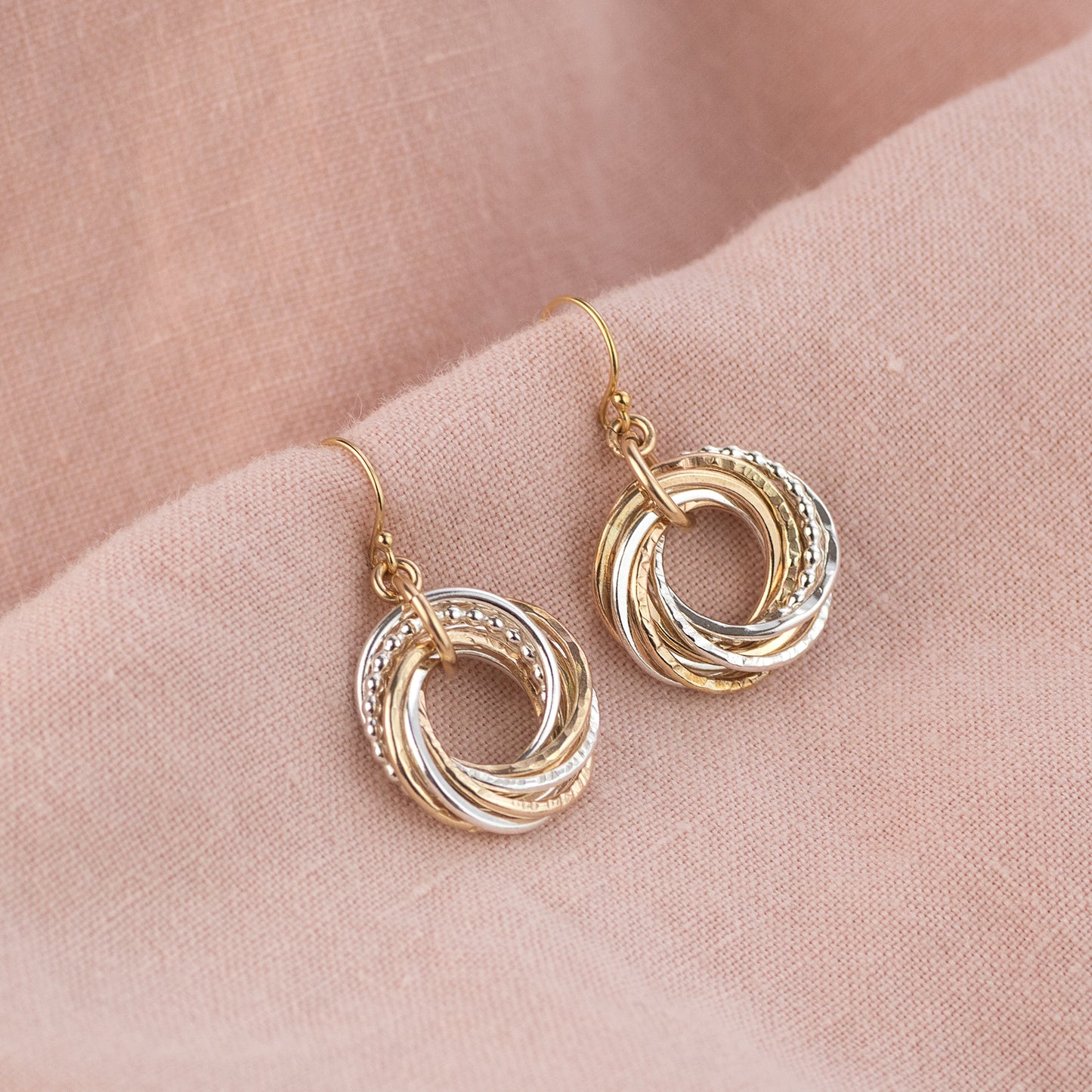 90th Birthday Earrings - The Original 9 Links for 9 Decades Earrings - Petite Silver & Gold